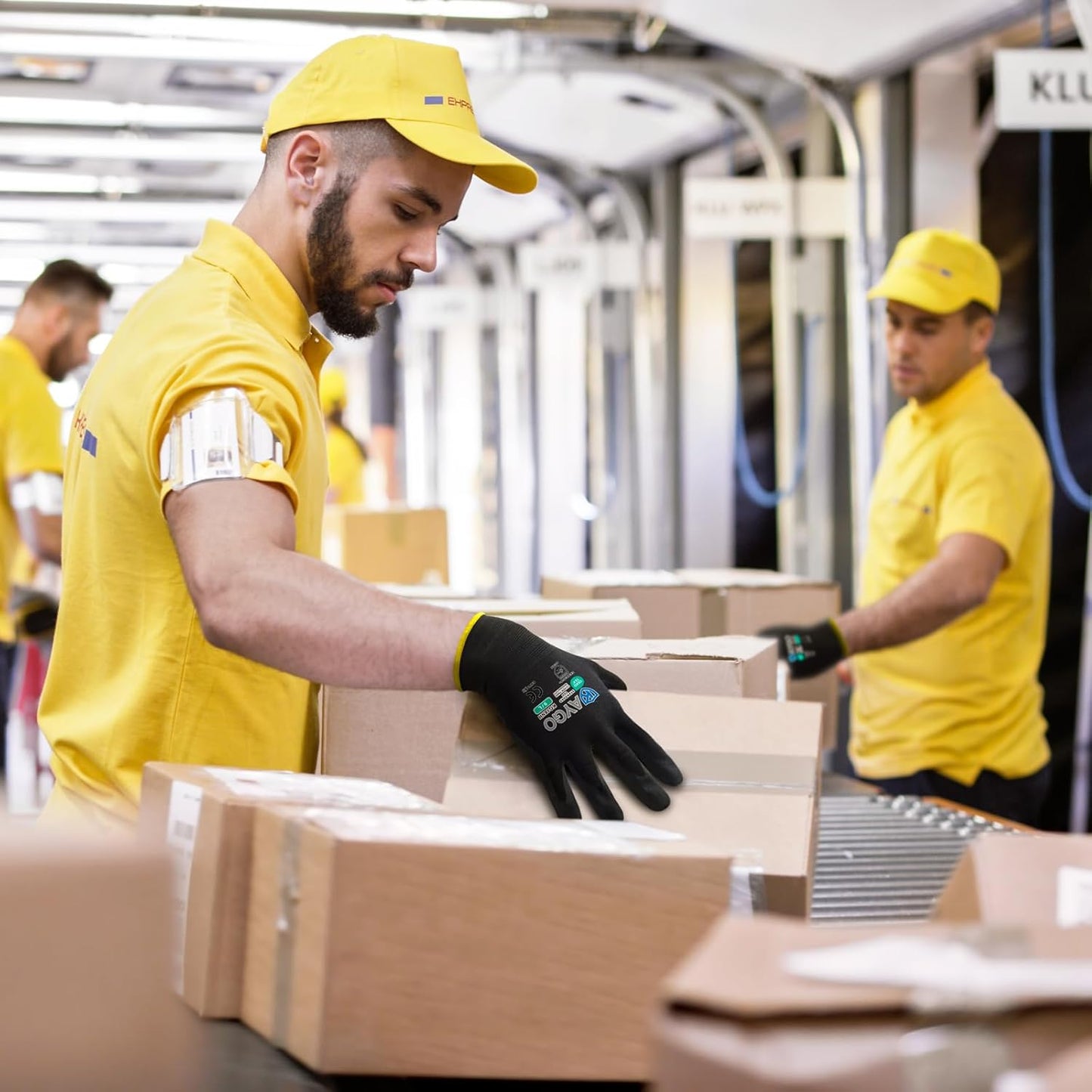 KAYGO Safety Work Gloves MicroFoam Nitrile Coated, 3 Pairs KG18NB,Seamless Knit Nylon Glove with full fingers Touchscreen, Ideal for Automotive,Warehouse,Construction (2XL, Black)