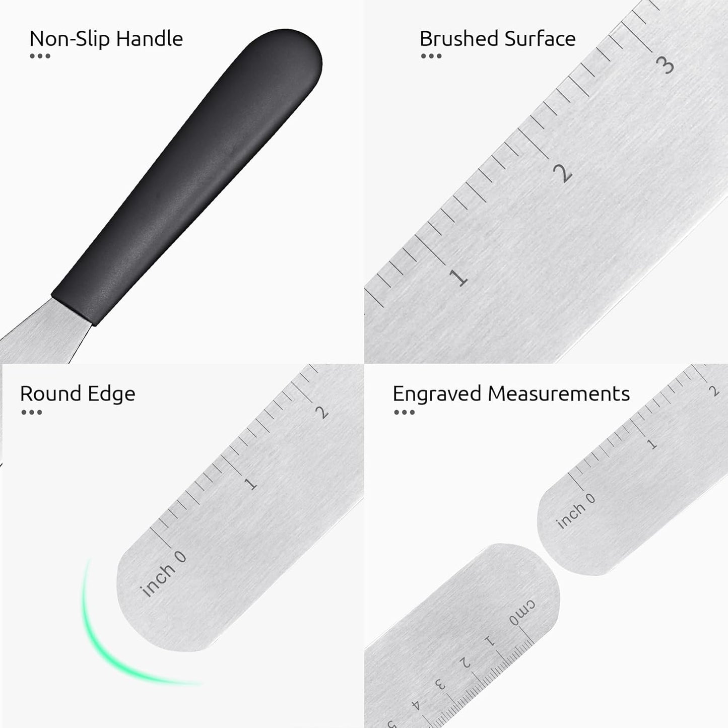 U-Taste 8in Cake Icing Spatula: Flexible Decorating Frosting Knife with Straight Thinner Stainless Steel Blade, Smooth Spreading Tools with Comfortable PP Handle for Cookie, Cream, Cupcake (Black)