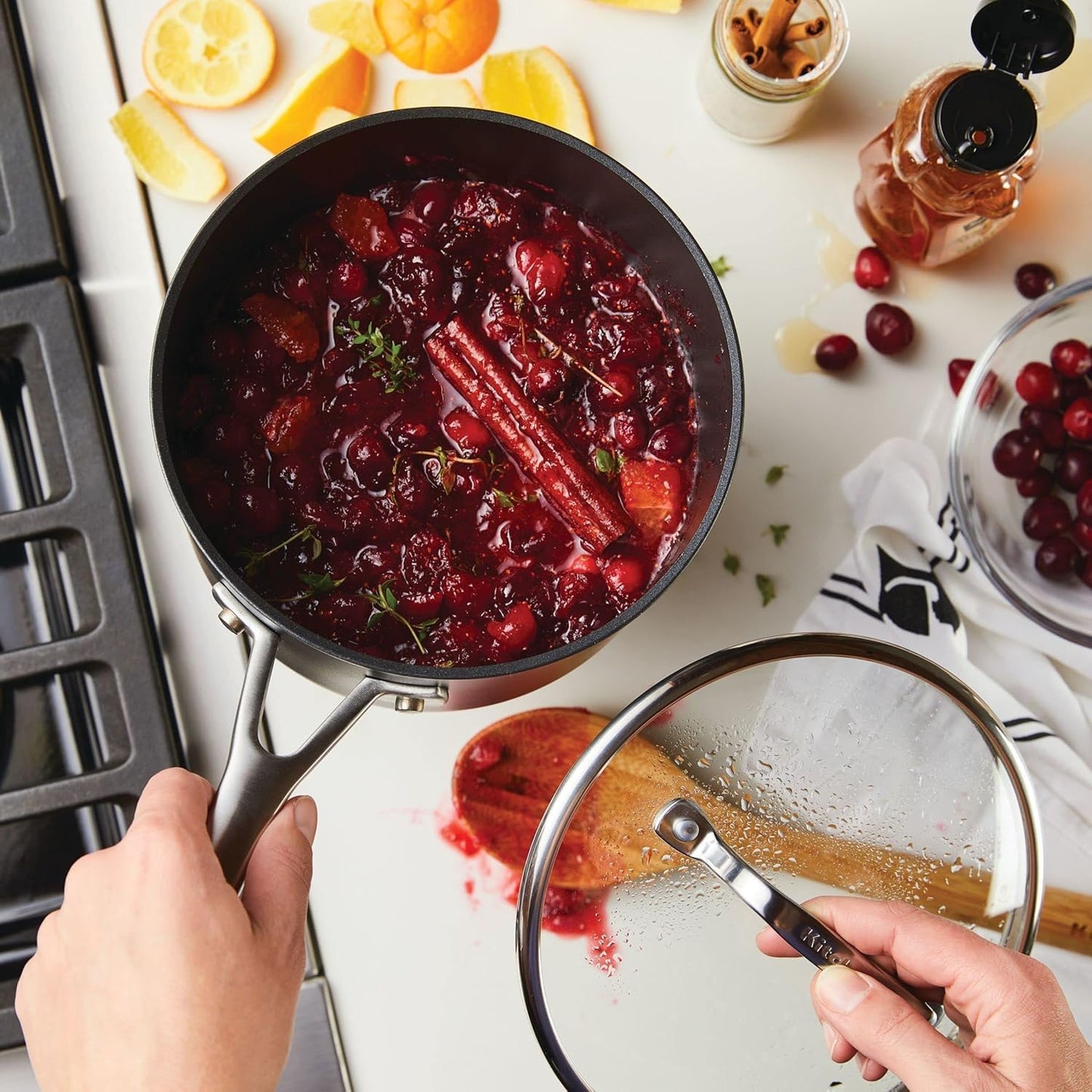 KitchenAid Hard Anodized Induction Nonstick Sauce Pan/Saucepan with Lid, 3 Quart, Matte Black