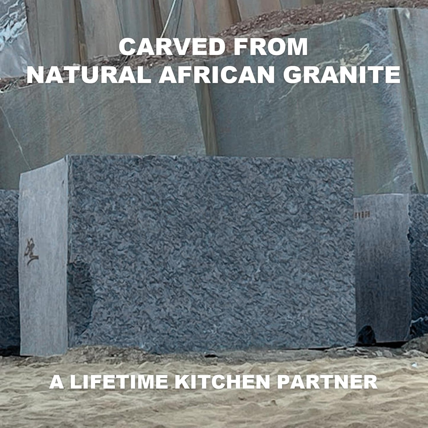 Koville African Natural Granite Mortar and Pestle Set, Grinder Bowl for Guacamole, Salsa, Pill Crusher, Spice, Herb, Garlic, Nut, Heavy Duty Grinder for Kitchen (Glossy Finish)