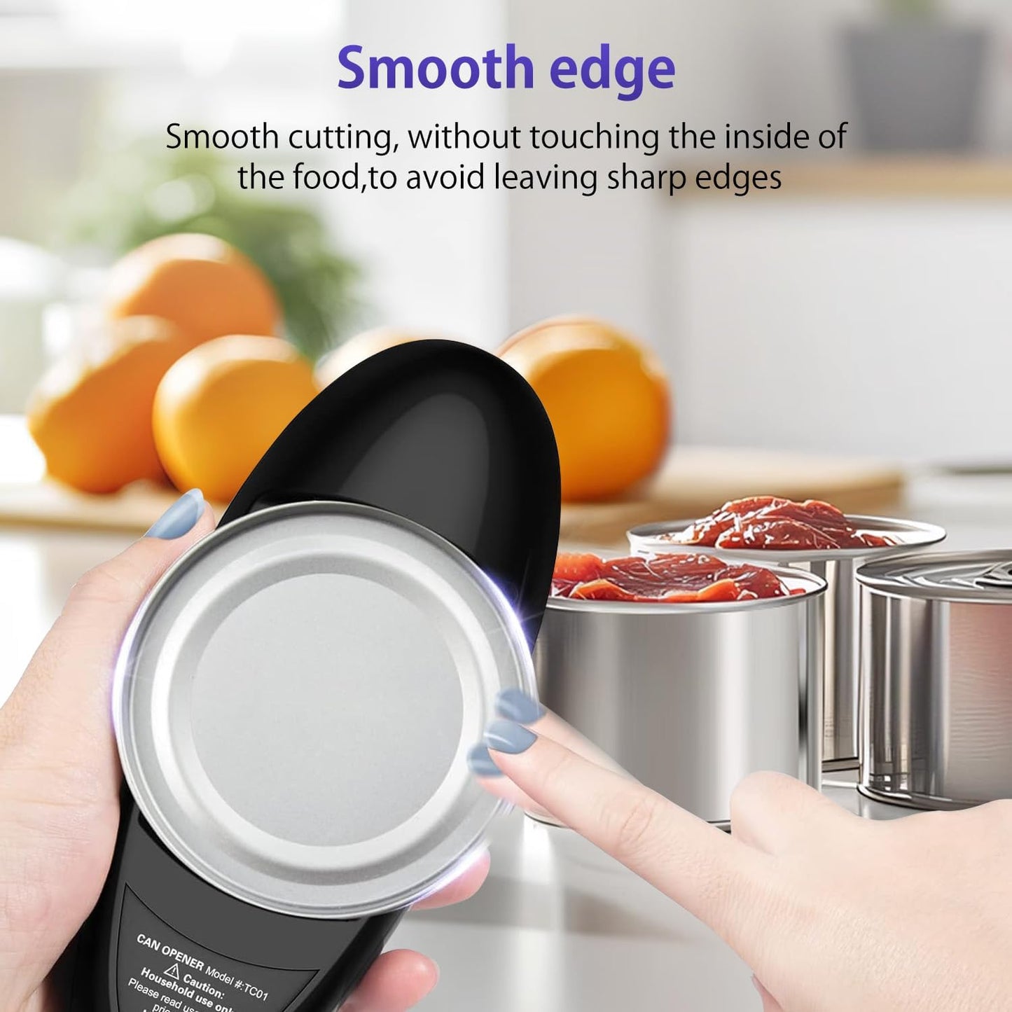 Electric Can Opener, Automatic Handheld One-touch Can opener, Smooth Edge Kitchen Gadget Can Openers for Seniors with Arthritis