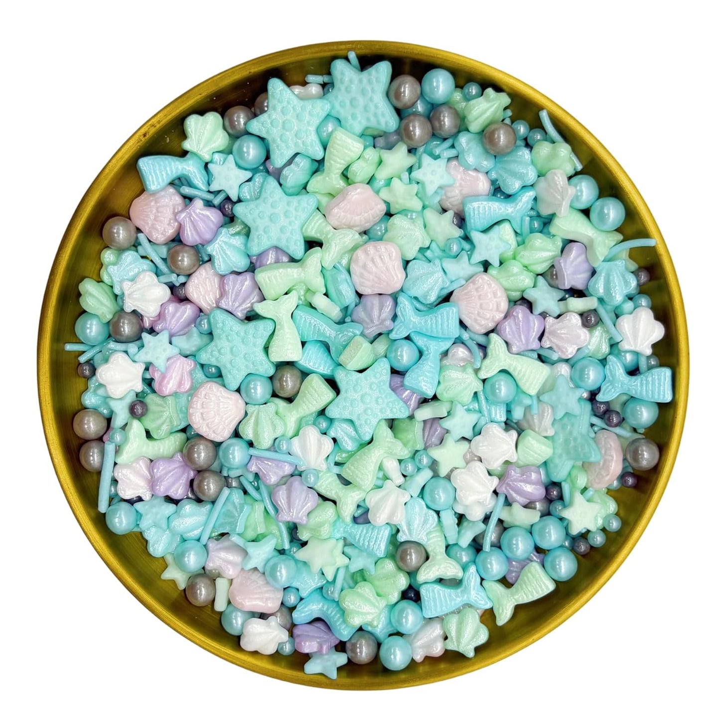 Ocean Sprinkles Candy Mix Size Edible Pearls Cake Decorations Cupcake Toppers Cookie Decorating Perfect for Wedding Party Valentine Halloween Christmas Supplies 4.58OZ