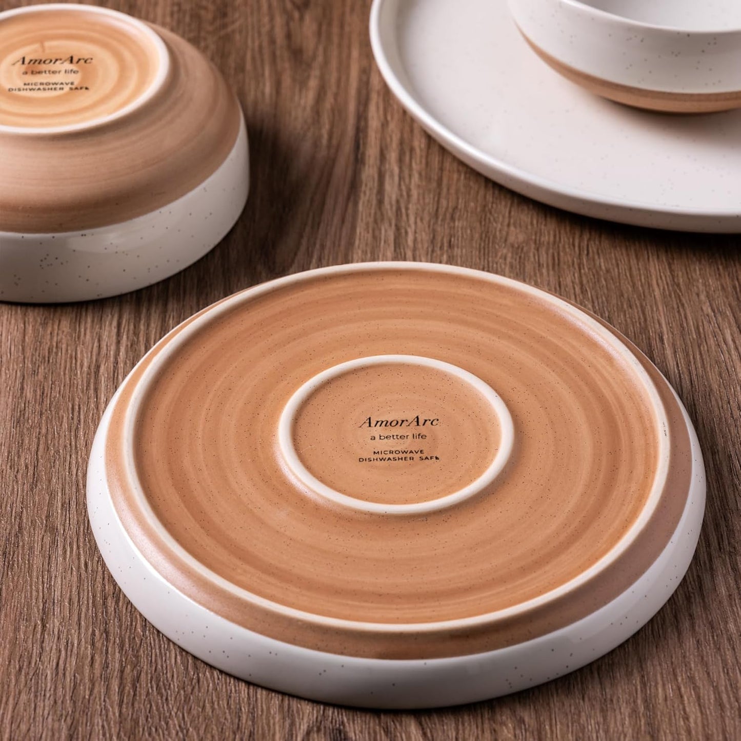 AmorArc 9.5'' Large Ceramic Pasta Bowls, 38oz Handpainted Stoneware Bowls Set of 4, Microwave&Dishwasher Safe Bowls with Wavy Rim&Rustic Terracotta Underside for Fruit Pasta Salad, Multi-Color