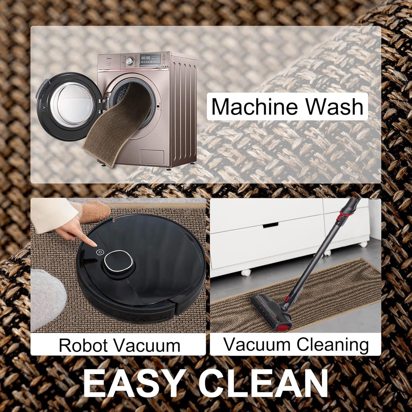 Kitchen Mat 1 PCS, Cushioned Non Slip Rugs for Kitchen Floor, Absorbent Runner Comfort Standing Mats Washable for Kitchen, Office, Home (Brown, 17.3"x60")