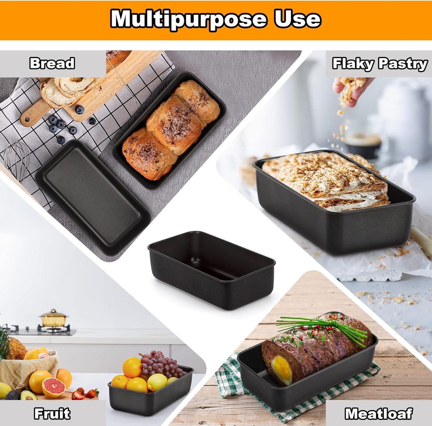 LIANYU 4 Pack Nonstick Loaf Bread Pan for Baking, 9x5 Inch Bread Loaf Baking Pan, Stainless Steel Meatloaf Pan Tin for Homemade, Dishwasher Safe