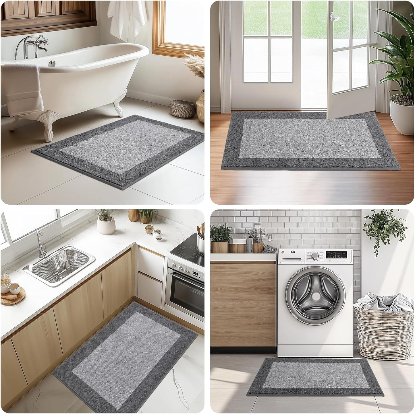 Machine Washable Kitchen Rug 24" x 36", Non Slip Kitchen Mat for Floor, Absorbent Entrance Throw Rug for Bedroom, Hallway, Bathroom, Door