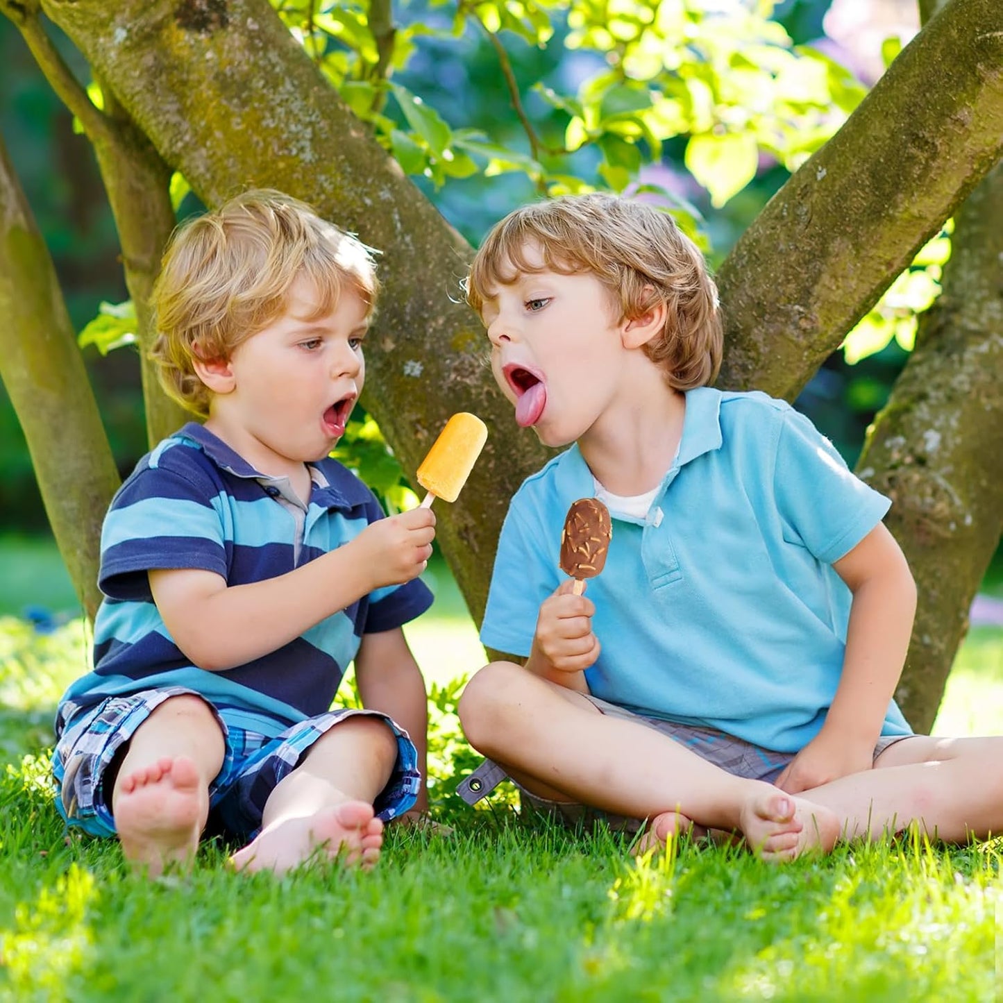 8 Set Silicone Popsicle Molds 4 Cavities Ice Cream Oval Cake Molds with 400 Sticks, Reusable Ice Pop & Cakesicle Mould forKids, DIY Frozen Treats, Summer Snacks, Parties Favors, Easy Release