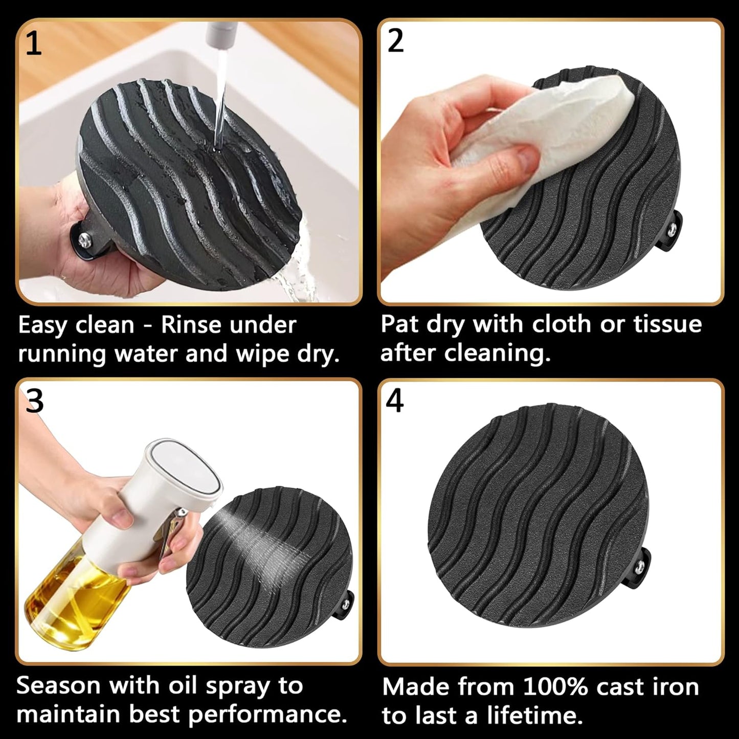 Smash Burger Press for Griddle, 2 lb Heavy Duty Burger Smasher Tool with Heat-Resistant Handle, Premium Cast Iron Bacon & Sandwich Maker, Hamburger Press for BBQ Grilling Accessories, 5-Year Warranty