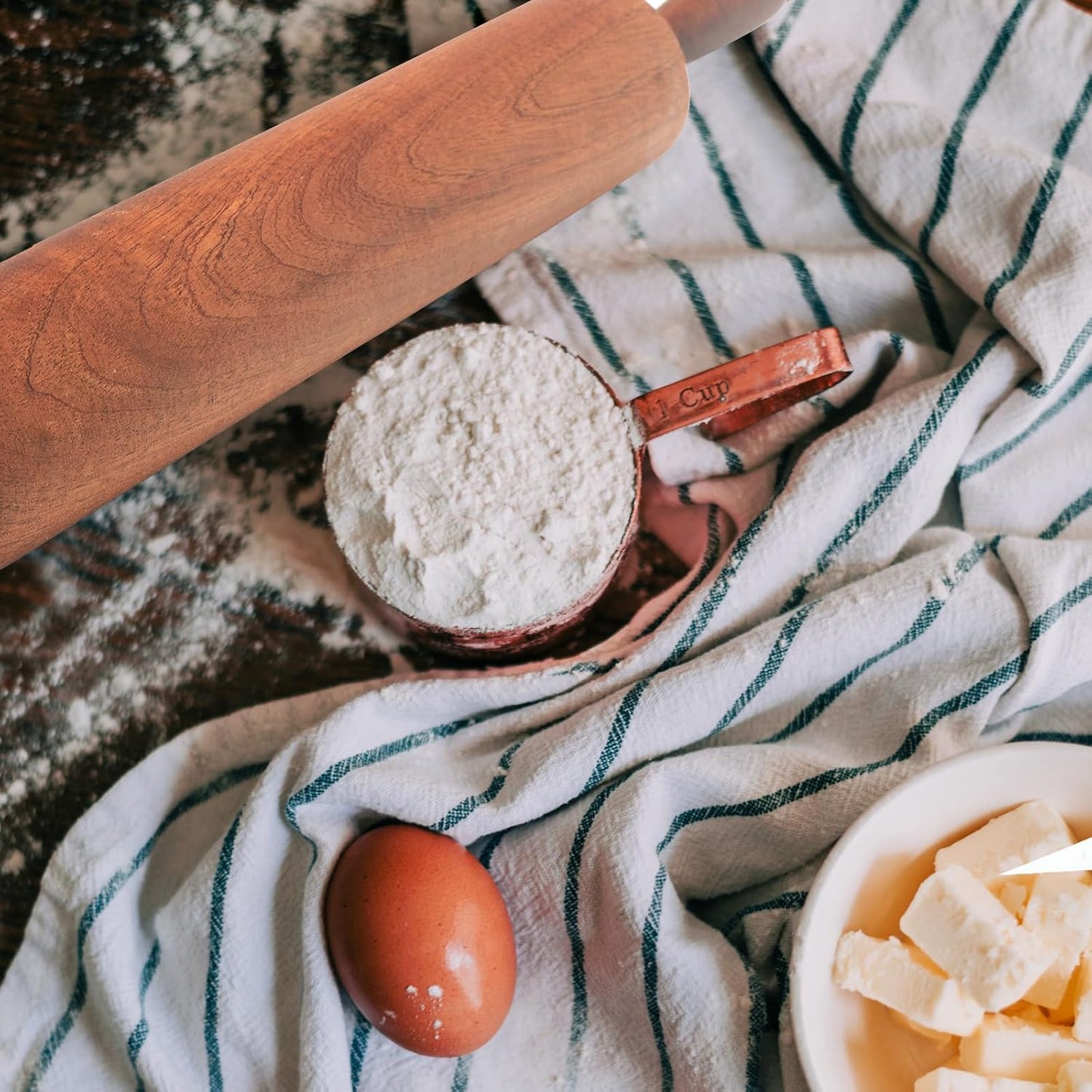 Classic Sapele Wooden Rolling Pin With Handles,Wood Baking Roller Large (17.3"L x 2.3"W)