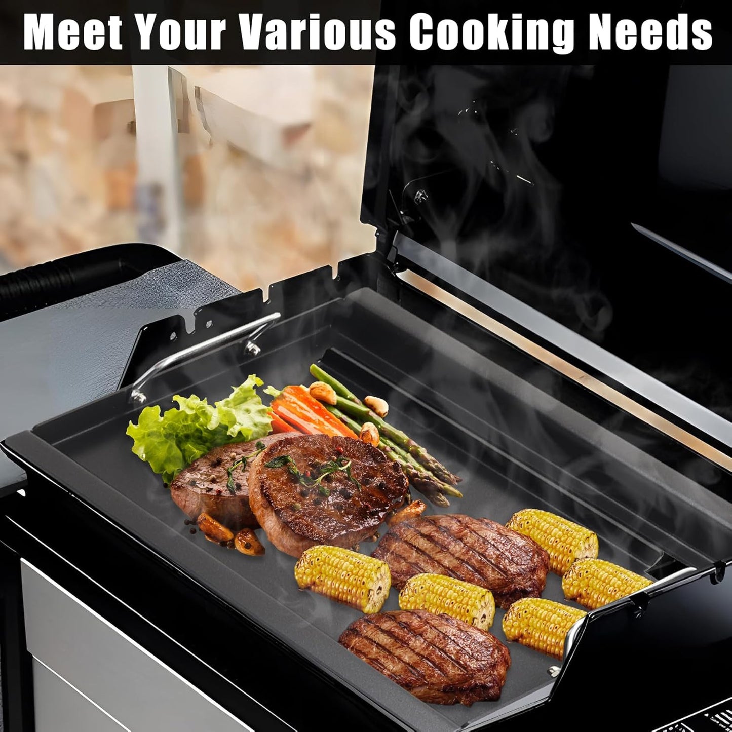 SafBbcue Full Size Griddle Inserts for Kenmore 146.16197210 146.16142210 146.16198210 146.16222010 146.16197211 Flat Top Griddle for Kenmore Grill Parts 4 Burner 146.16198211, Carbon Steel