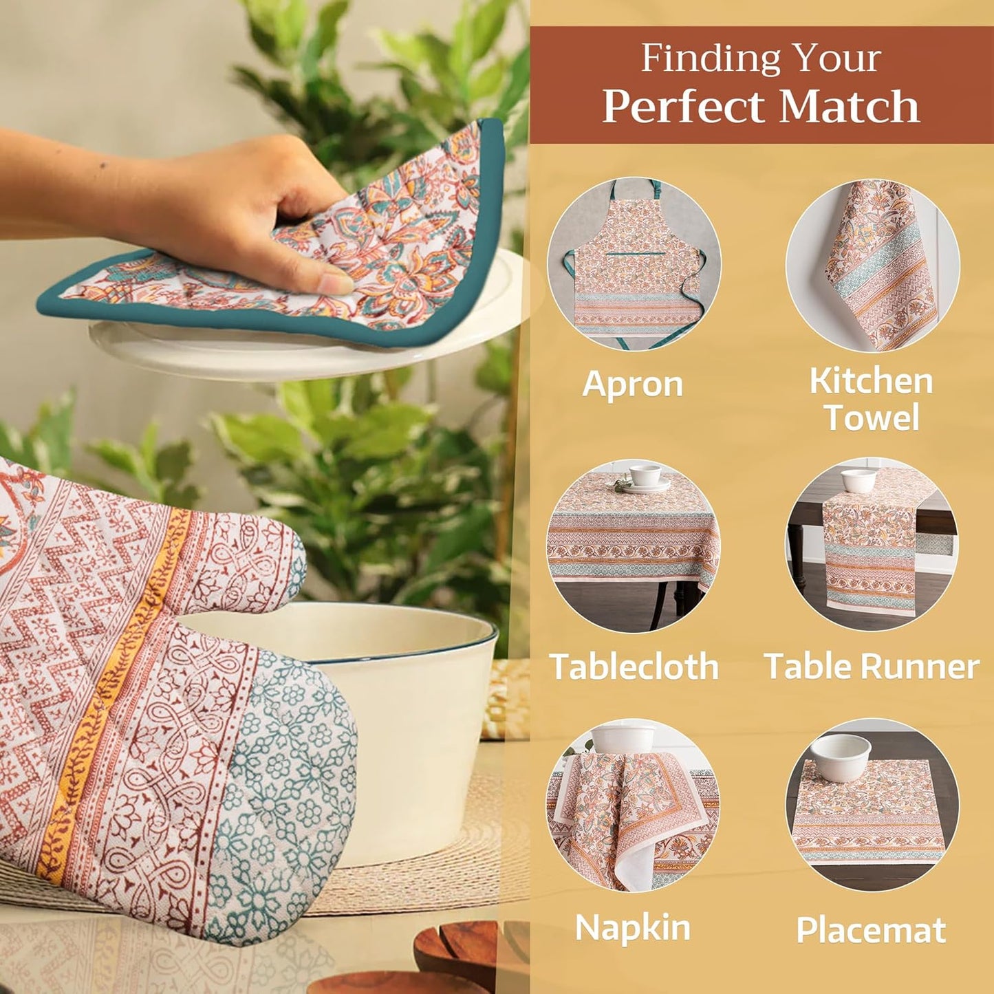 Maison d' Hermine Pot Holders Set 100% Cotton Heat Resistant Potholders 8" x 8" Hot Pads with Loop BBQ, Cooking, Baking, Grilling, Kitchen, Handling Hot Pans (Pack of 2, Nila)