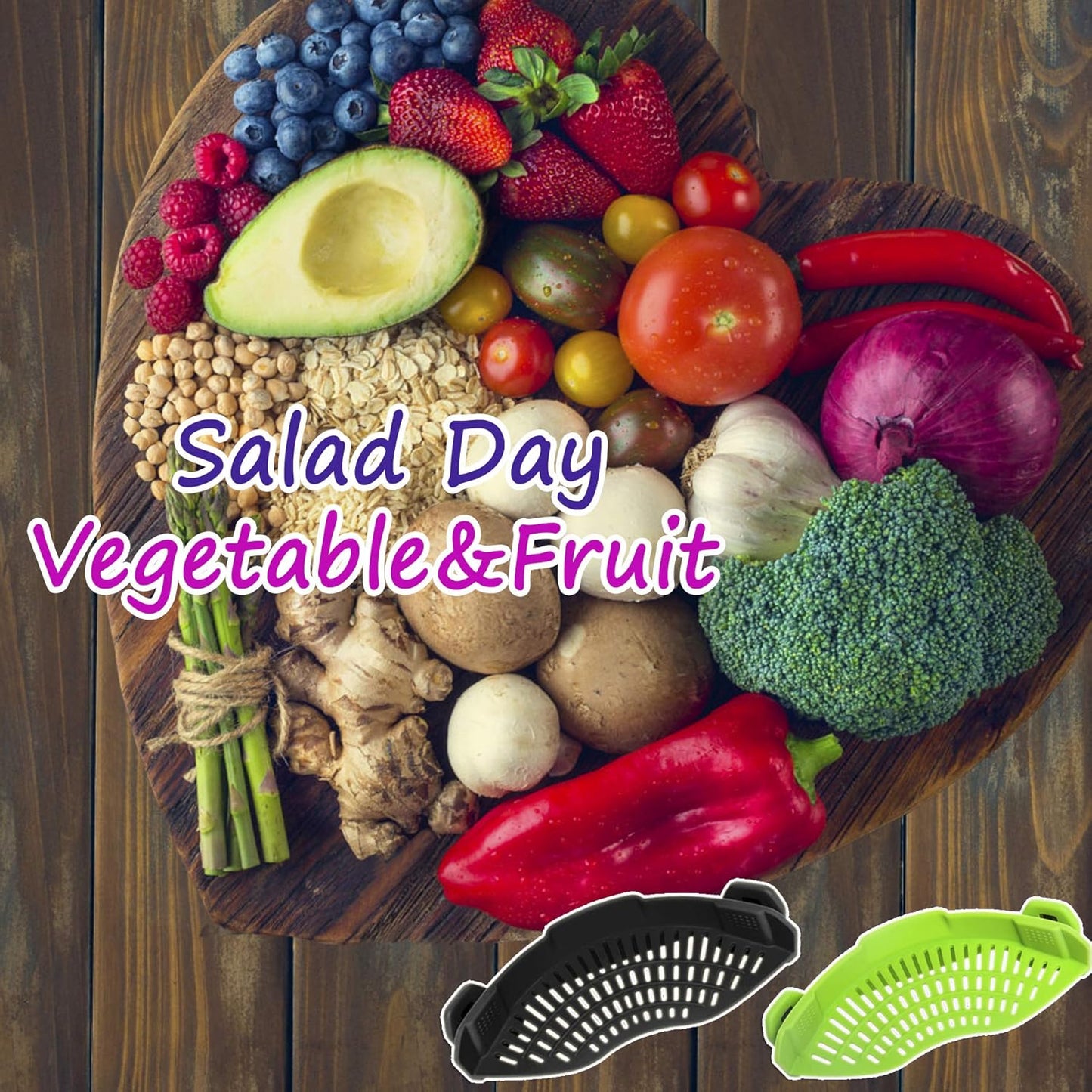 AUOON Clip On Strainer Silicone for All Pots and Pans, Pasta Strainer Clip on Food Strainer for Meat Vegetables Fruit Silicone Kitchen Colander (Gray)