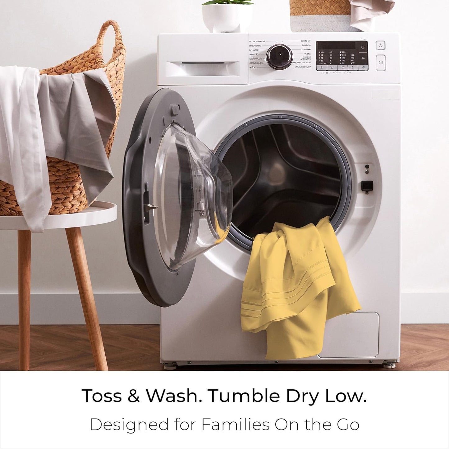 Mellanni Queen Sheets Set - 4 PC Iconic Collection Bedding - Hotel Luxury, Extra Soft, Cooling Bed Sheets - Wrinkle, Fade, Stain Resistant (Queen, Yellow)