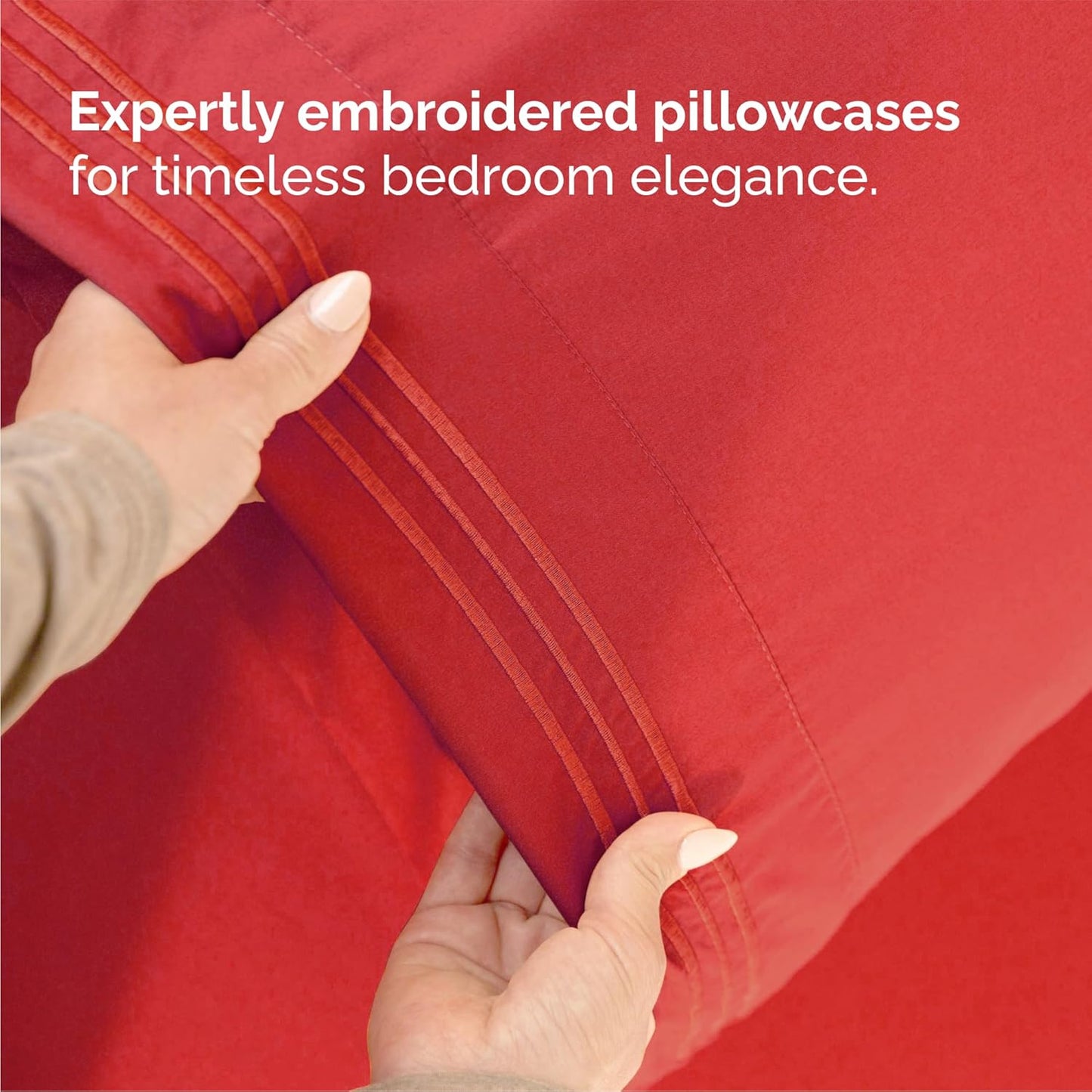 Queen Size 4 Piece Sheet Set - Comfy Breathable & Cooling Bed Sheets Set - Hotel Luxury Bedding for Women, Men, Kids, Teens, Boys & Girls - Deep Pockets, Ultra-Soft and Wrinkle Free - Oeko-Tex - Red