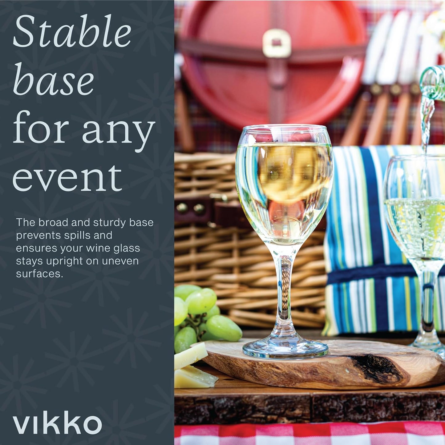 Vikko 8.5 Ounce Small Wine Glasses, Set of 6, Clear Glass, Durable Stem, Dishwasher Safe
