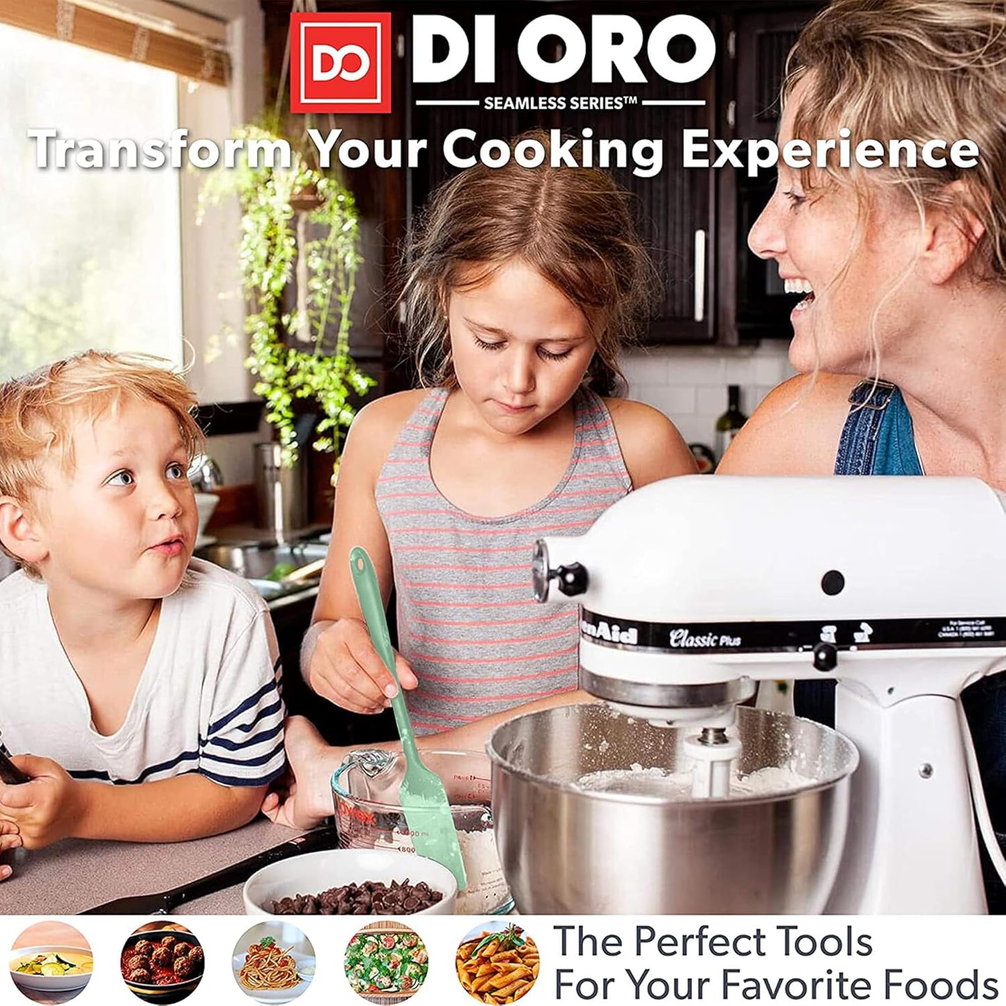 DI ORO Silicone Spatula Set - Rubber Kitchen Spatulas for Baking, Cooking, & Mixing - 600°F Heat-Resistant & BPA Free Silicone Scraper Spatulas for Nonstick Cookware - Dishwasher Safe (5pc, Sage)