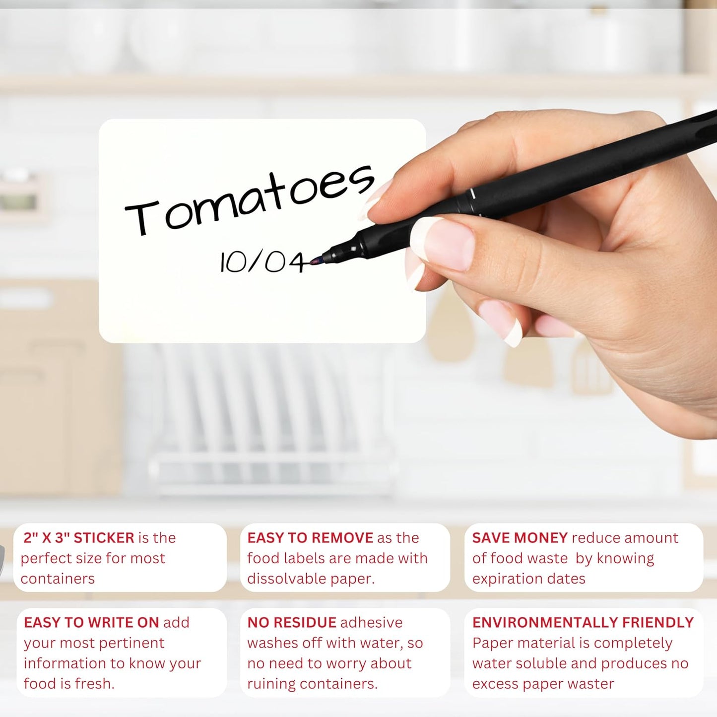 2x3 Dissolvable Food Labels, 1000 Label Stickers, Bottle Labels for Storage Bins, Sticker Labels for Food containers, (1000, Blank)