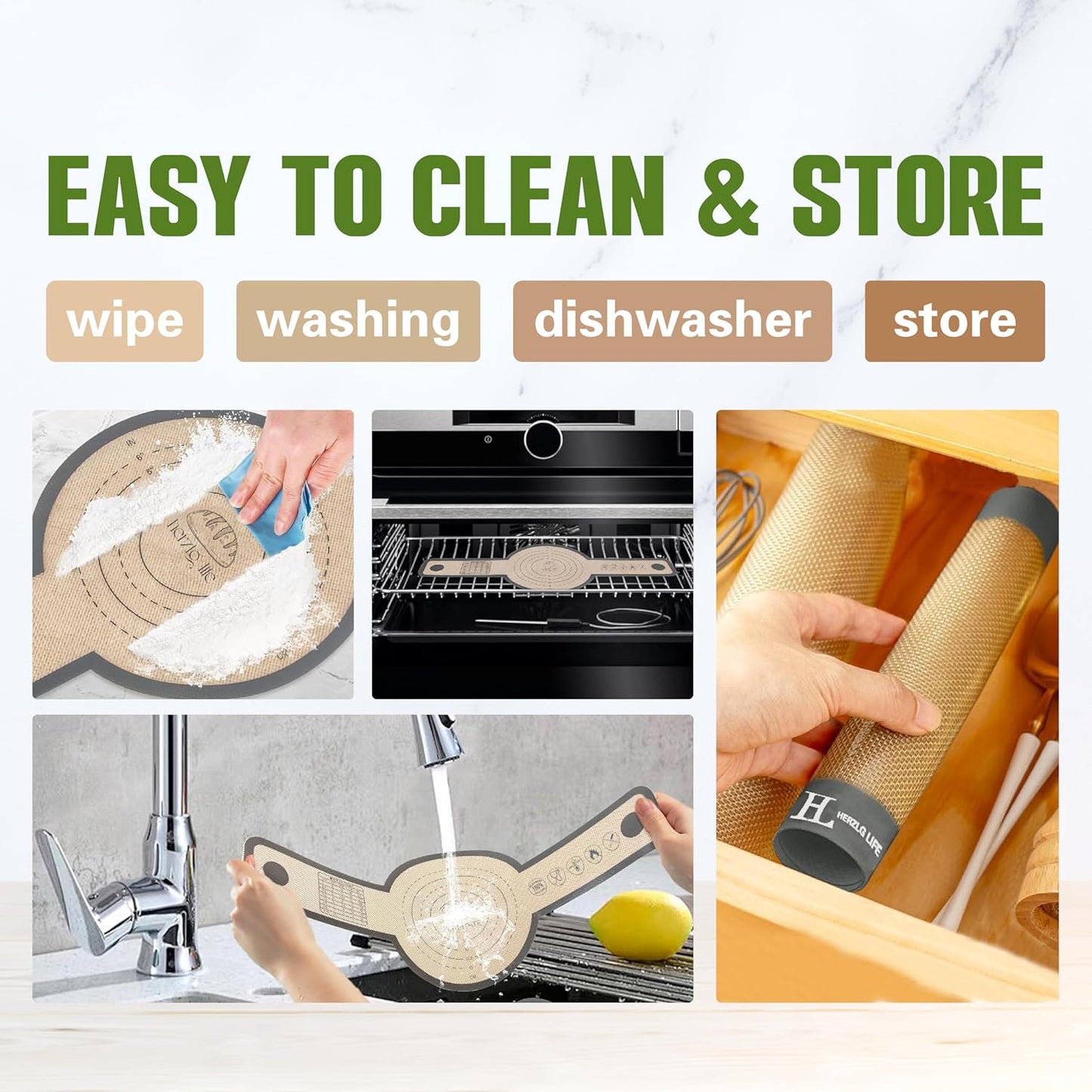 Silicone Baking Mat Cookie Sheet for Oven, Non-Stick Reusable Food Safe silicone mats for baking, Baking Sheet Liner, Oven Baking Sheet for Making Bread, Cookies,Macaron,Pizza(1+1 +2)