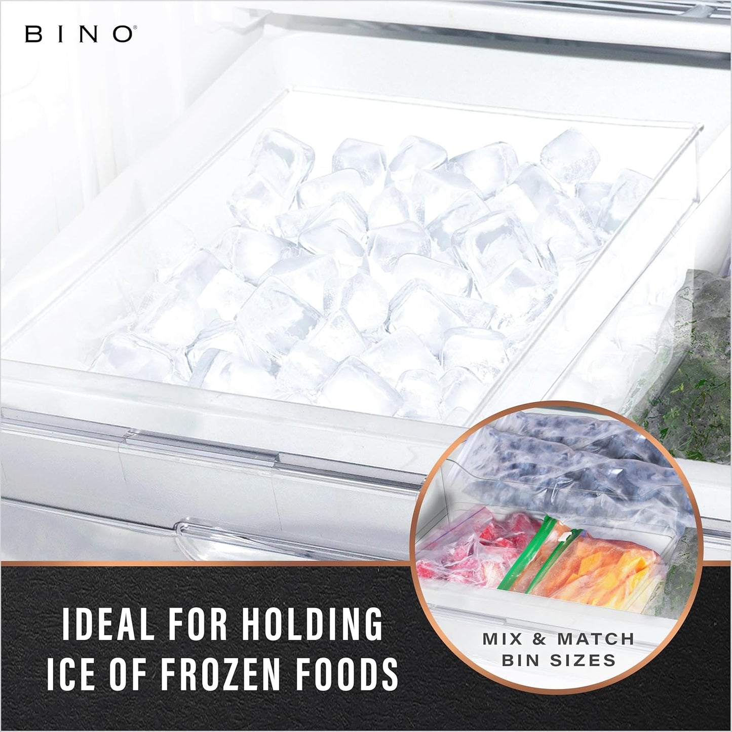 BINO | Plastic Storage Bins, Medium - Shallow | THE HANDLER COLLECTION | Multipurpose Organizer Bins | Kitchen Pantry Organizers and Storage | Clear Containers for Organizing Home | Freezer Organizer
