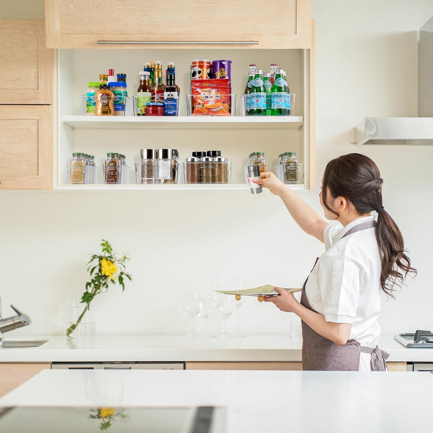 Sorbus Clear Plastic Organizing Bins 10-Pack, Clear Bins, Refrigerator & Pantry Organizer