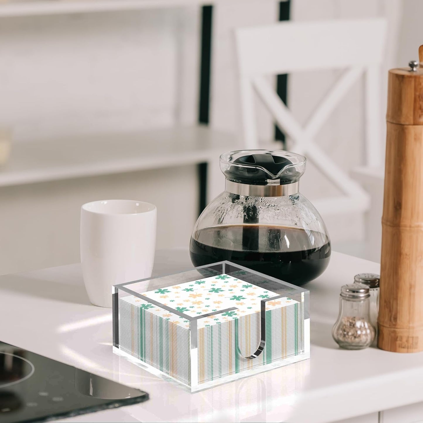 Rubtlamp 1Pcs Acrylic Napkin Holder Bathroom - 0.27Inch Thickness Acrylic Guest Towel Holder - Hand Towel Tray for Kitchen, Parties, Weddings, Party, Hotel, Restaurant(Clear, 5.5”X5.5”X2.5”)