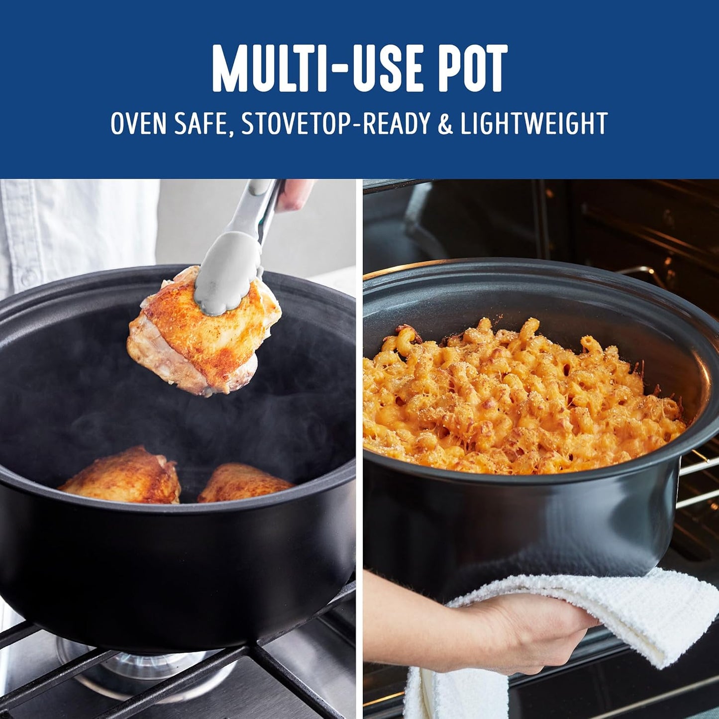 GreenLife 6QT Slow Cooker, Non-Toxic PFAS-Free Ceramic Nonstick Removable Interior Bowl, Programmable, Family Friendly, Keep Warm, Stovetop & Oven Safe, Dishwasher Safe Parts, Timer, Glass Lid, Blue