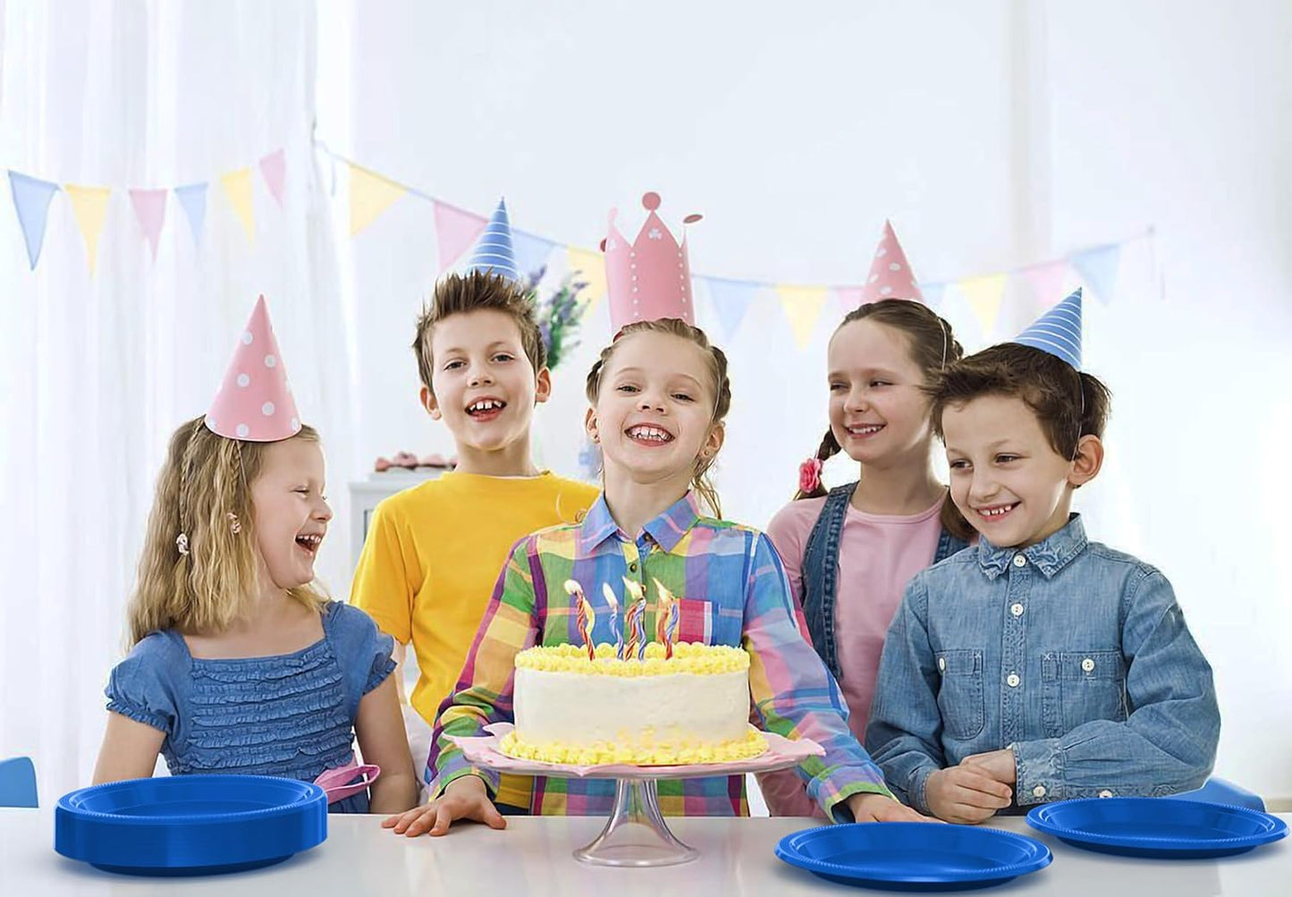 Exquisite Party Solids Dark Blue Plastic Plates For Party 10" Dark Blue Disposable Plates Heavy Duty Supplies 100 Pcs Plastic Dinnerware Sets Heavy Duty 350 GSM Disposable Dinnerware Set