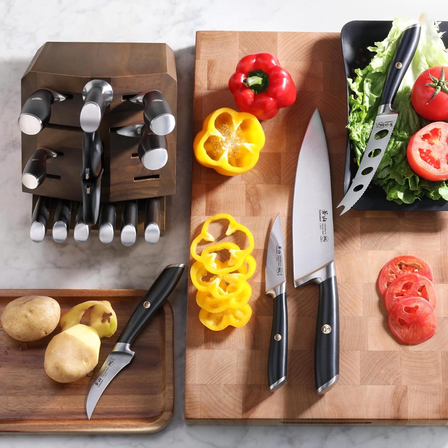 Cangshan L Series 17-Piece German Steel Forged Knife Set, 1026795 (Black)