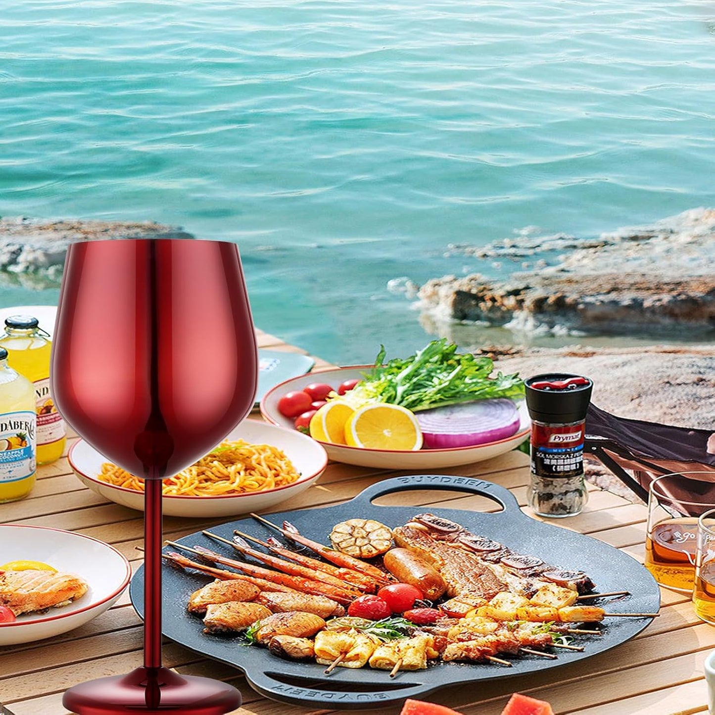 Stainless Steel Wine Glasses Set of 2, 18 oz Unbreakable Red Wine Glass Unique Metal Wine Goblets for Outdoor Capming and Pool Gift for Wine Lovers