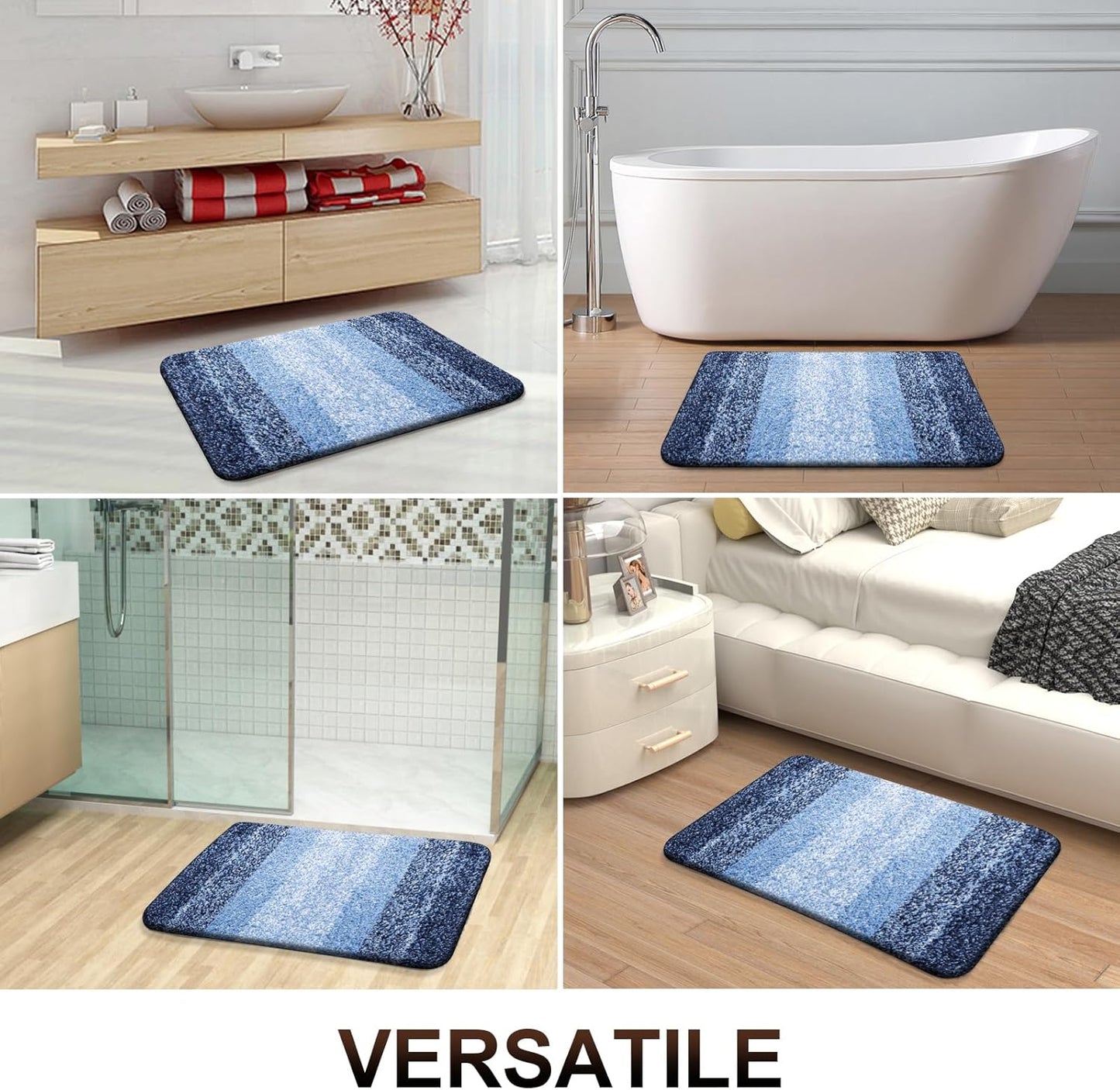 OLANLY Bathroom Runner Rugs 70x24, Extra Soft Absorbent Microfiber Bath Rugs, Rubber Backing, Quick Dry, Machine Washable Bath Mats for Bathroom Floor, Tub and Shower, Home Decor Accessories, Navy