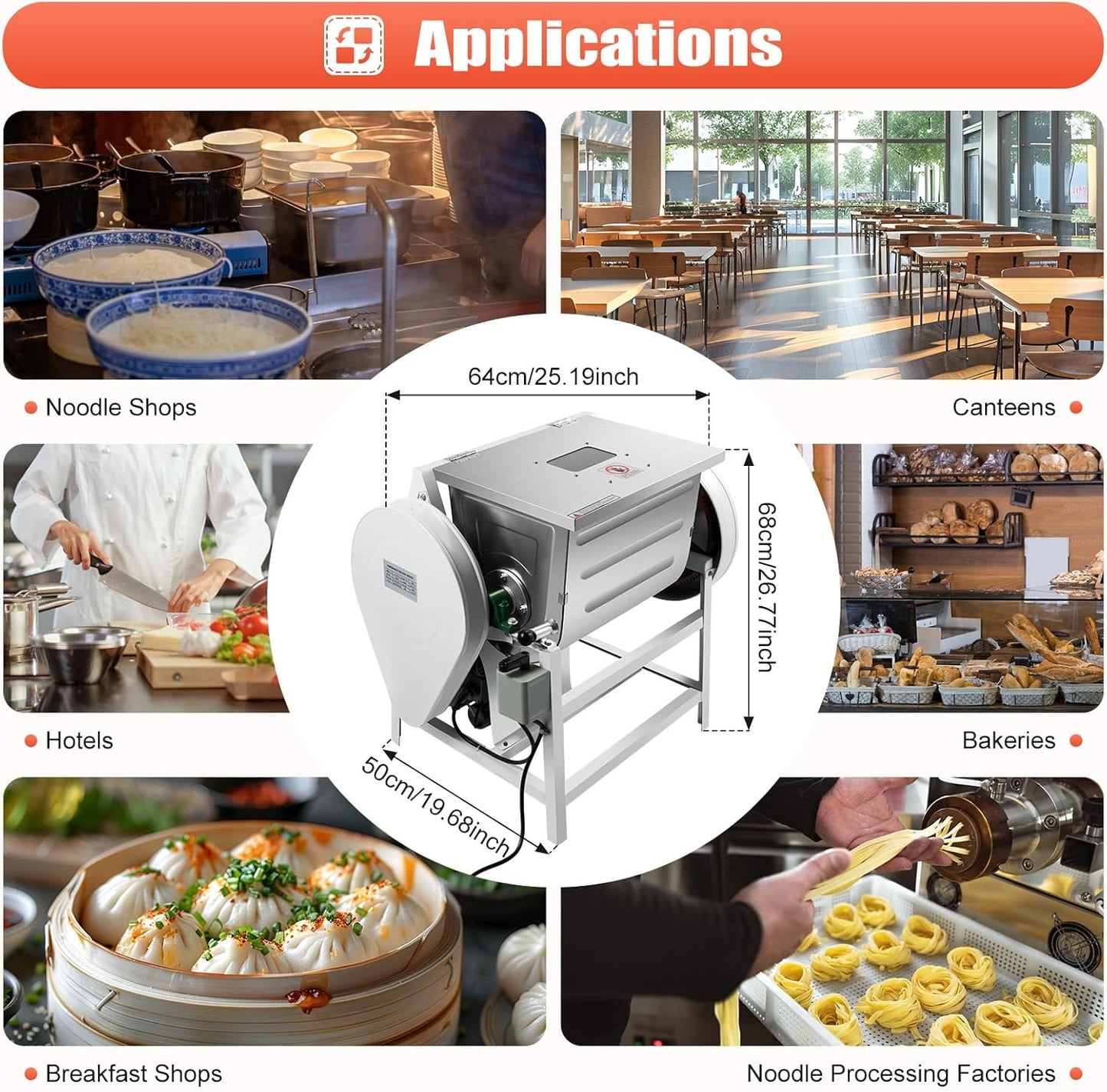 Commercial Dough Mixer Electric, 30Qt 1500W 201 Stainless Steel Large Dough Maker Machine, Heavy Duty Flour Mixing Machine, Bread Mixer for Restaurant School Bakery