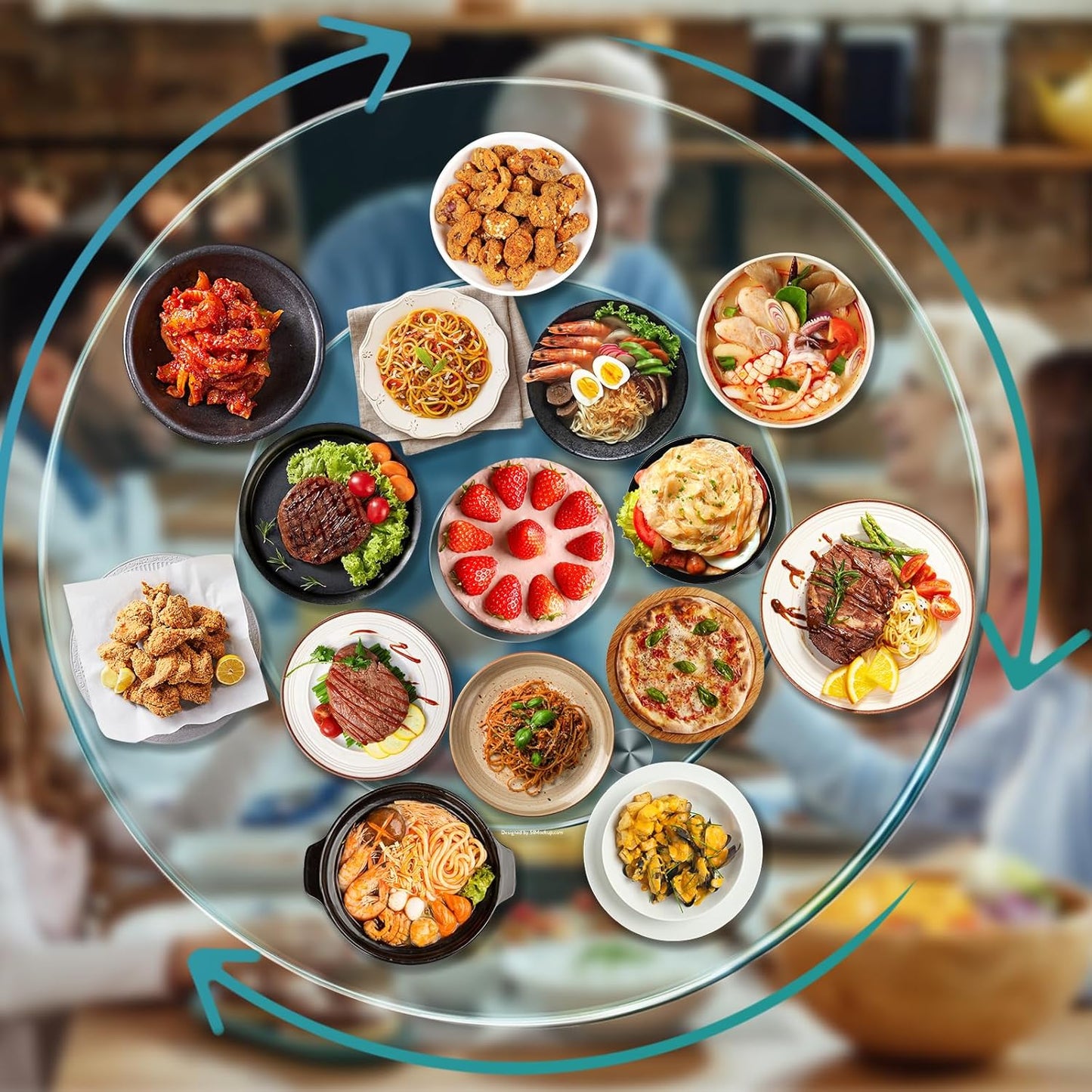 27" Large Lazy Susan for Dining Table Kitchen Glass Turntable with Aluminum Alloy Bearing, Smooth Swivel