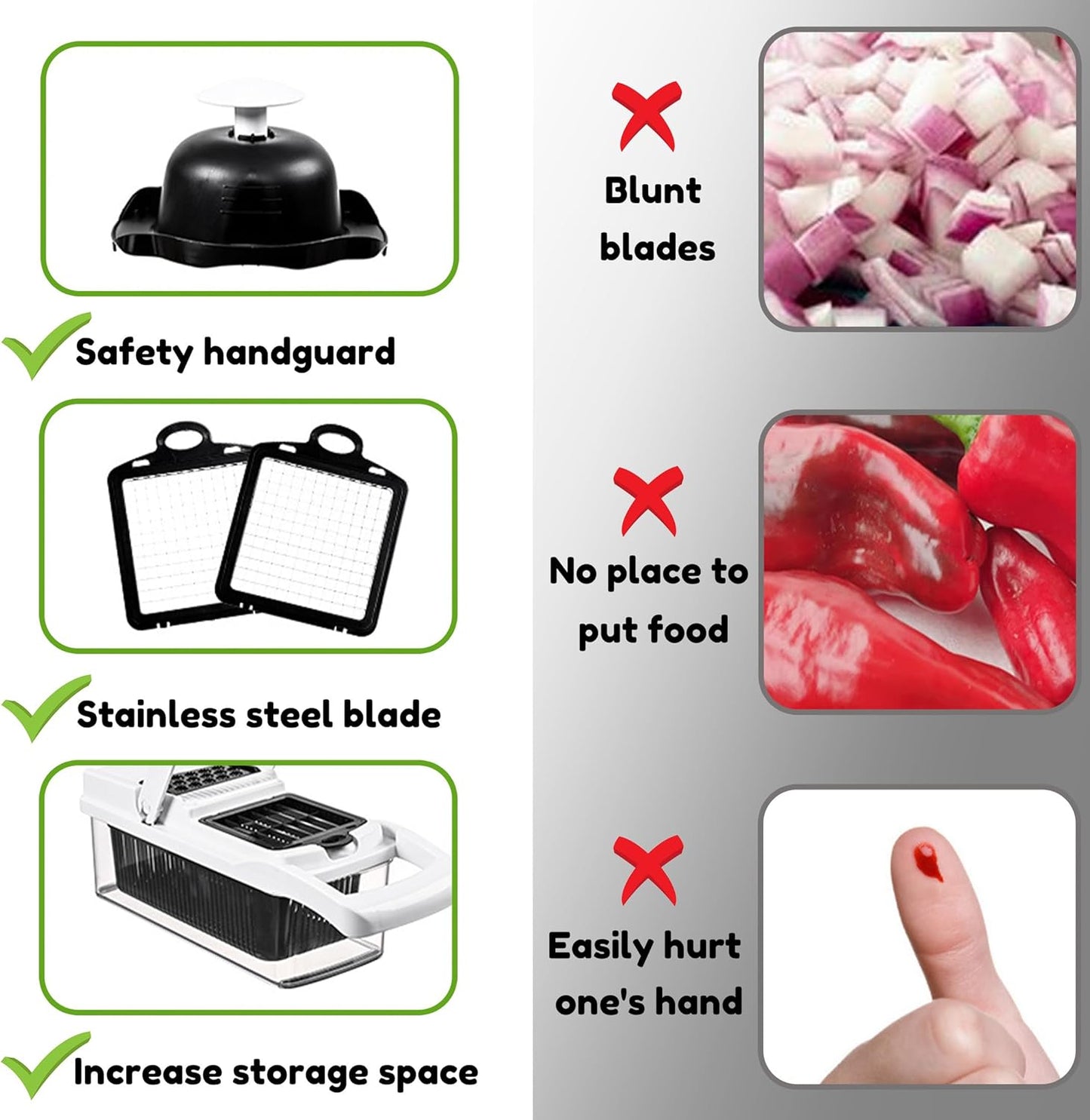 Vegetable Chopper,25 in 1 Multifunctional Food Chopper with Container,Kitchen Vegetable Slicer Dicer Cutter,Veggie Chopper Fruit Salad Potato,13 Blade Stainles Steel Blades(White)