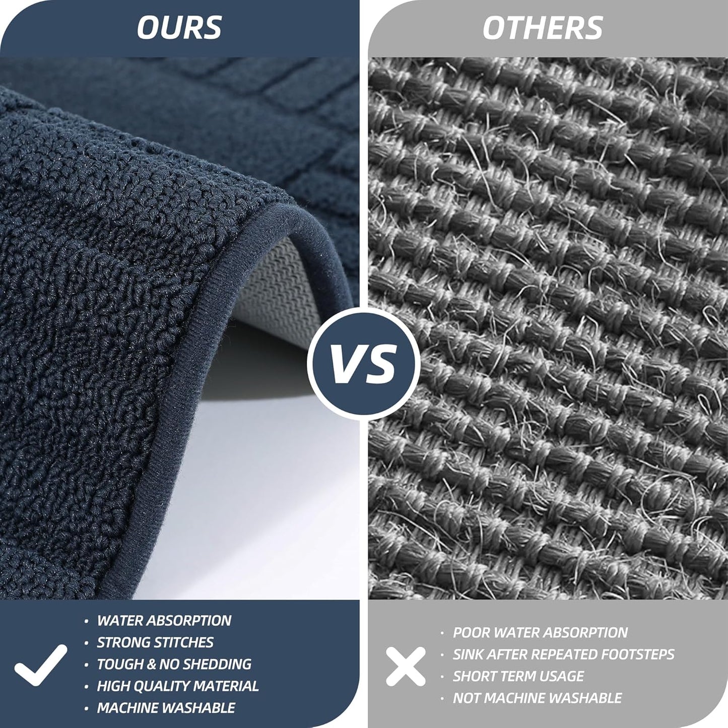 BEQHAUSE-Kitchen-Rugs-and-Mats Non Slip Kitchen Mats for Floor Absorbent Kitchen Rugs Machine Washable Kitchen Floor Mat,Navy Blue 24”x35”