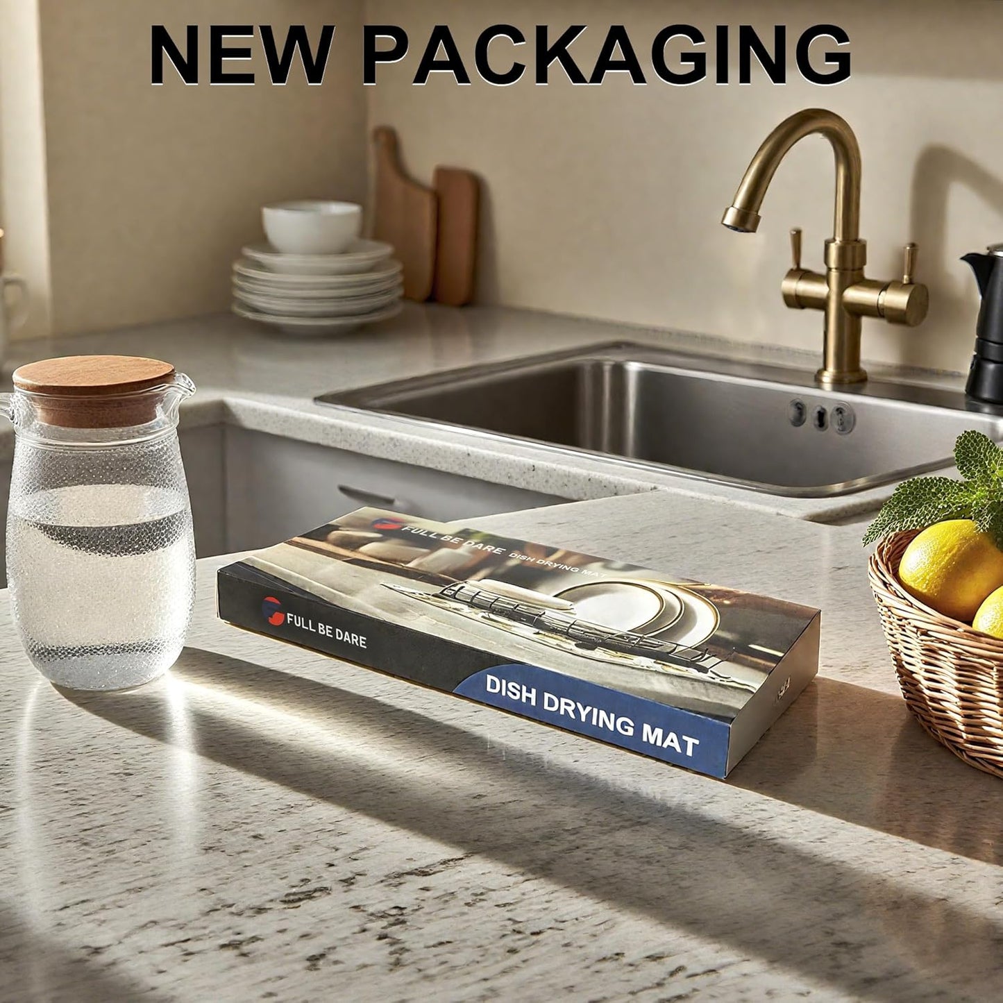 2 Packs Blue And White Porcelain Dish Drying mat, Drying Matt Kitchen Counter, Microfiber Dish Drying Mats, 20x15 inches, Dish Drainer Mat Kitchen Counter, Fast Drying, Kitchen Must-Have