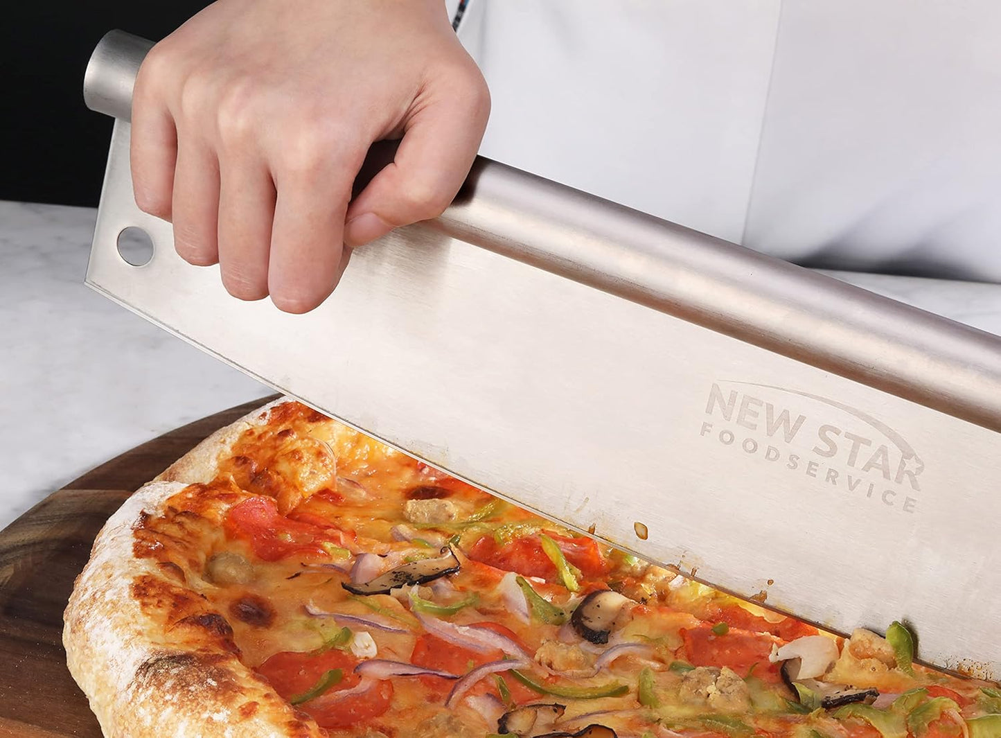New Star Foodservice Professional Pizza Cutter and Peel Combo (30-Inch)
