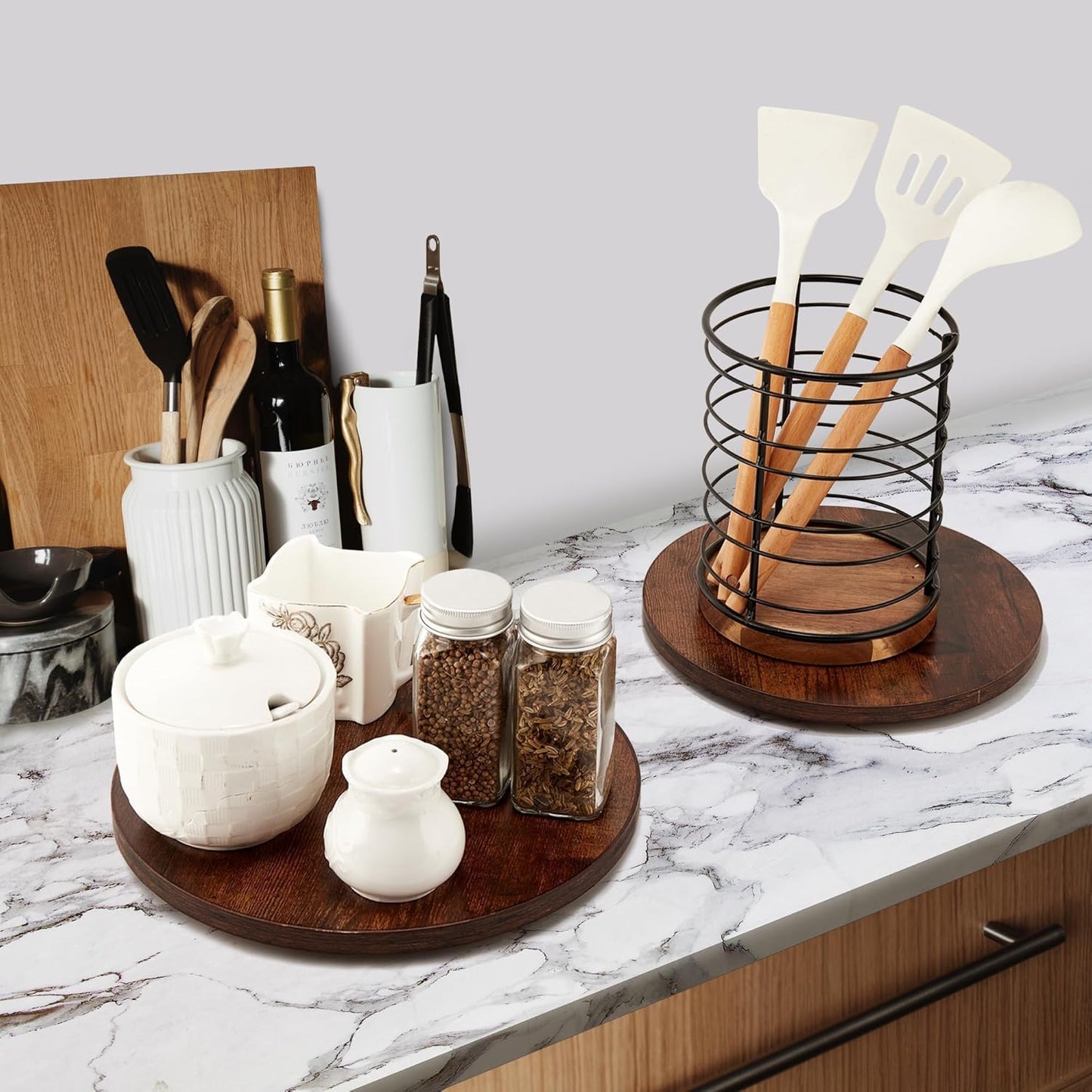 12-inch Lazy Susan Organizers, ACIAZAAZ Lazy Susan Turntable for Cabinet, Kitchen Turntable Storage for Table, Countertop, Pantry