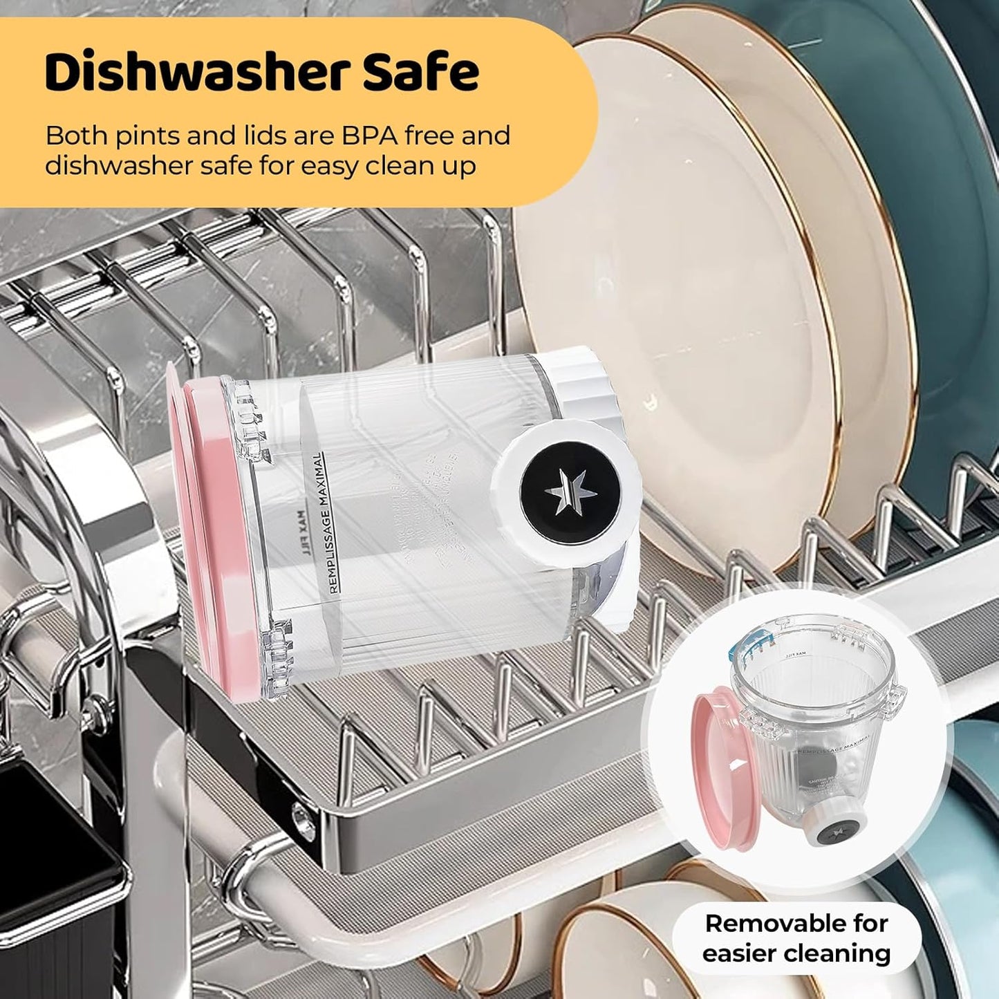 2-Pack CREAMi Pints and Lids for Ninja Swirl - Replacement Containers Compatible with NC700 Series Ice Cream Maker, Dishwasher Safe & BPA-Free Accessories for Ninja CREAMi NC700 Model