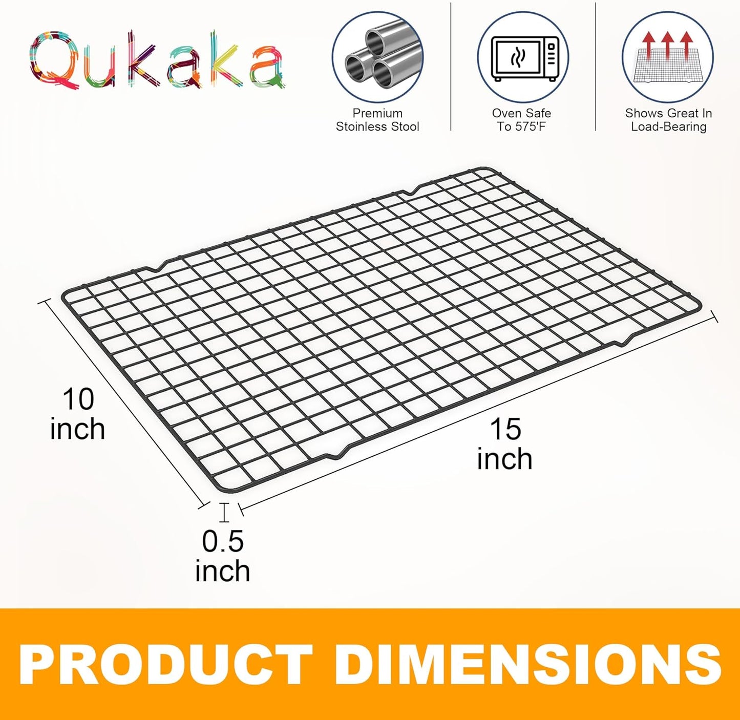 2PCS Cooling Racks for Cooking and Baking - 10" x 15"Heavy Duty Stainless Steel Wire Rack for Baking, Grilling, Roasting - Oven & Dishwasher Safe - Fits Jelly Roll Sheet Pan(Black)