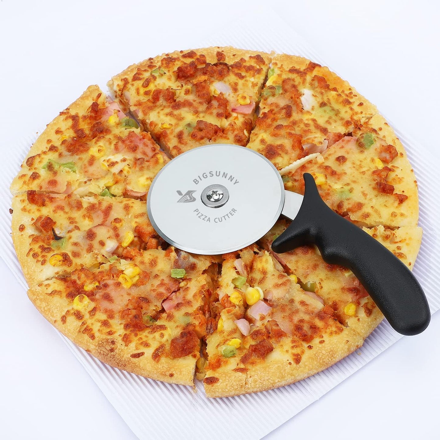 MSY BIGSUNNY Pro Pizza Cutter, Stainless Steel Pizza Cutter Wheel, with Super Sharp Pizza Slicer Dia 4-inch(10cm), Dishwasher Safe