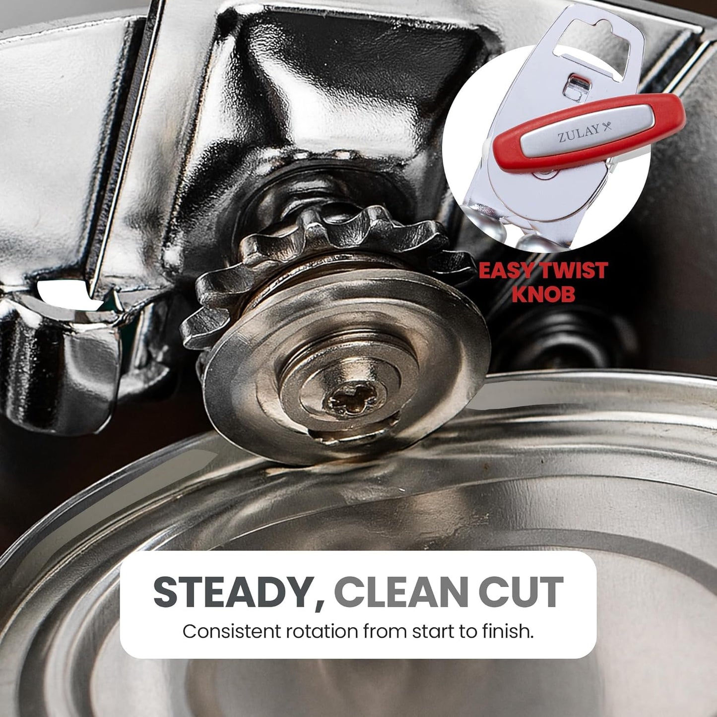 Zulay Kitchen Manual Can Opener with Bottle Opener with Turn Knob