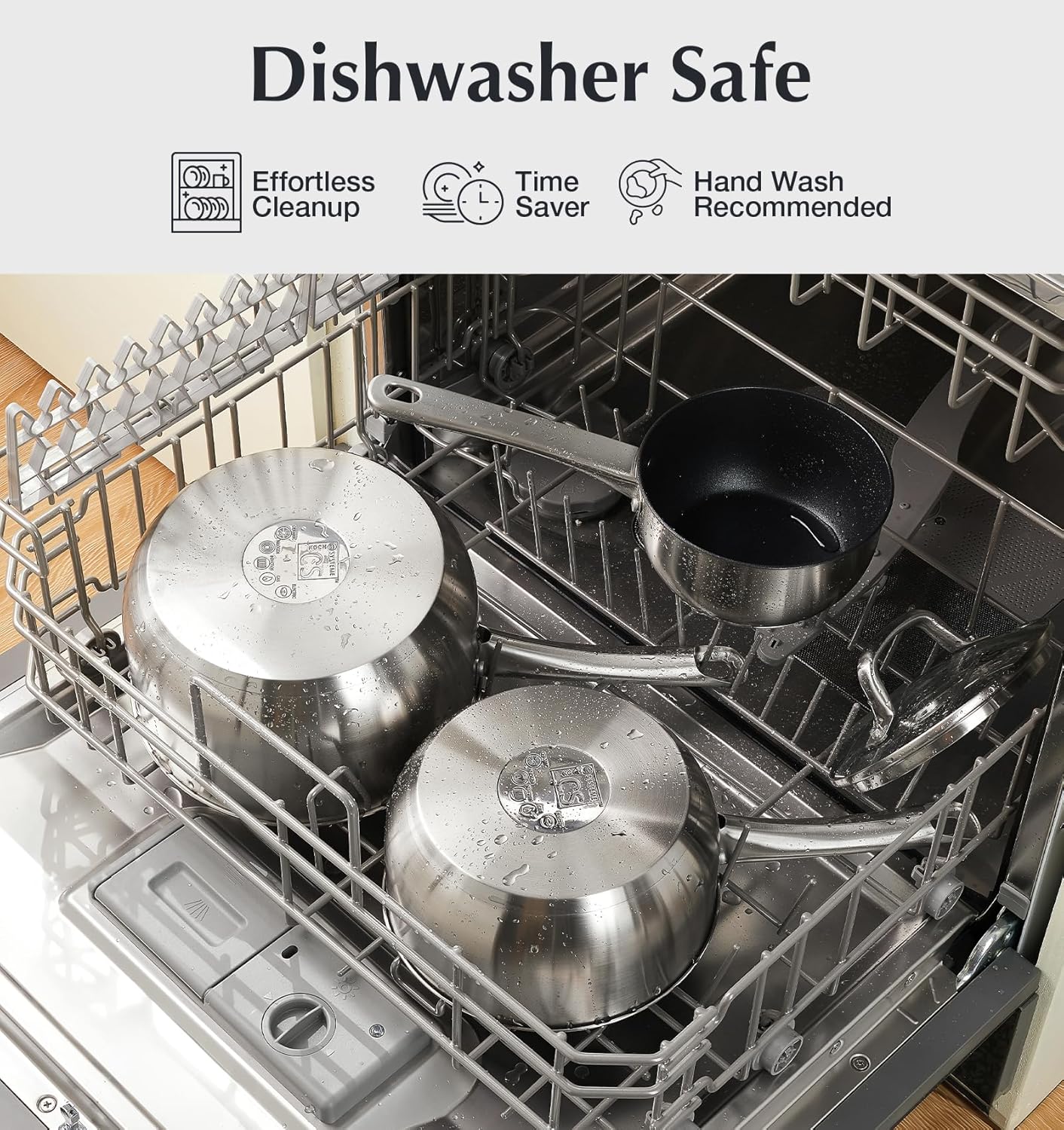 KOCH SYSTEME CS Stainless Steel Saucepan Set, 1QT & 2QT & 3QT Stainless Steel Sauce Pan with Nonstick Coating, Induticon Sauce Pan Sets with Lids, Easy to Clean, Oven Safe