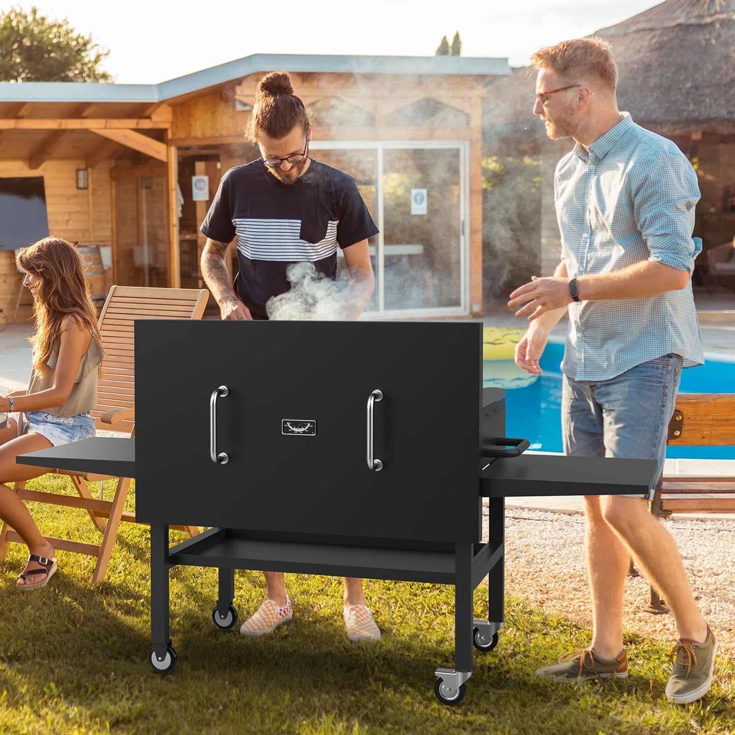 5004 Hard Top Lid Cover with Temperature Gauge and Wind Guards for Blackstone 36" Griddle, Flat Top Cover and Wind Screen Replacement Parts for Blackstone 36 inch Griddle Accessories