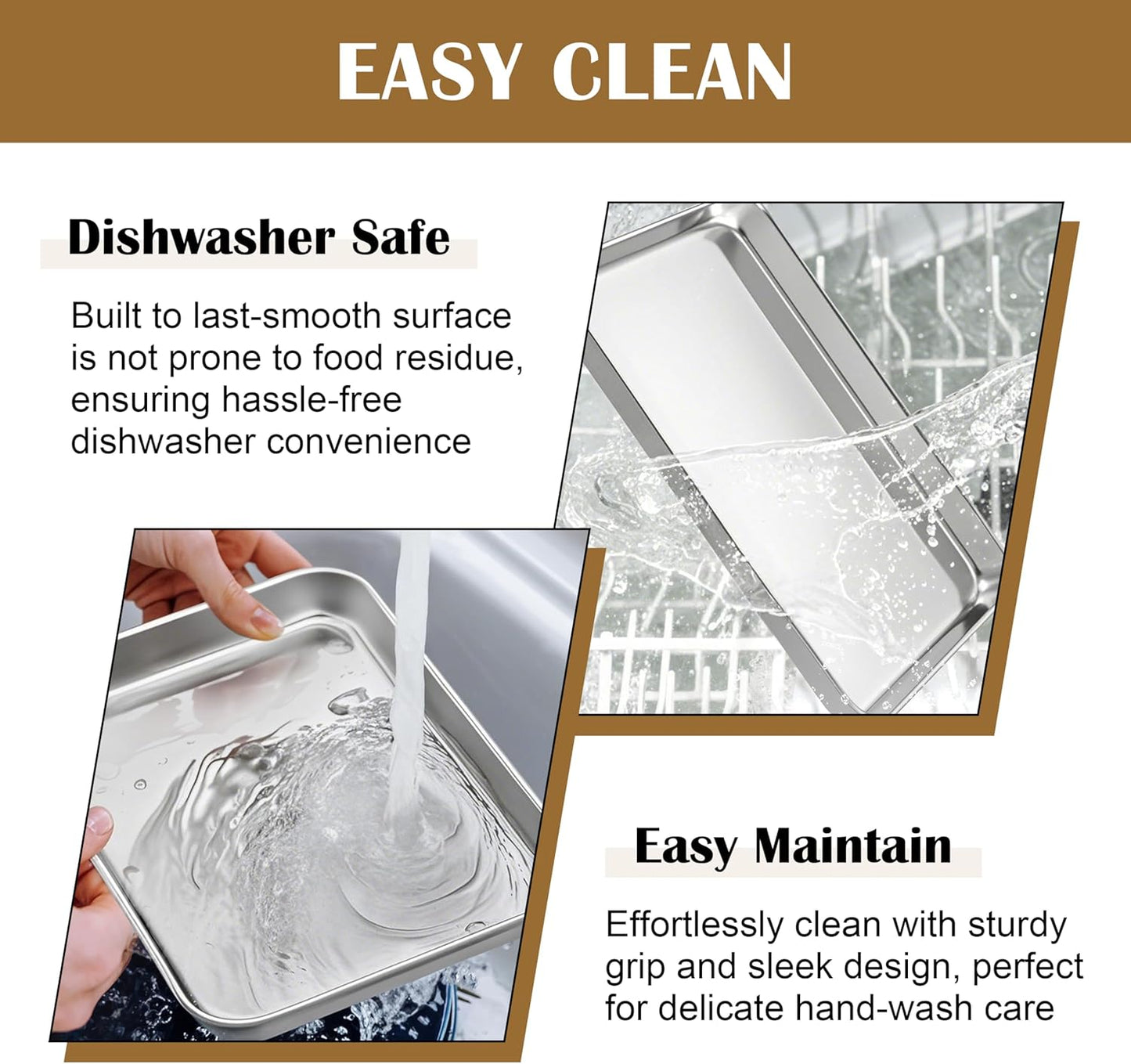 E-far Baking Sheet with Wire Rack (2 Pans + 2 Racks), Stainless Steel Cookie Sheets Pan & Cooling Rack for Baking Cookies Cake, Non Toxic & Heavy Duty, Oven & Dishwasher Safe, 12.4 x 9.7 x 1 Inch