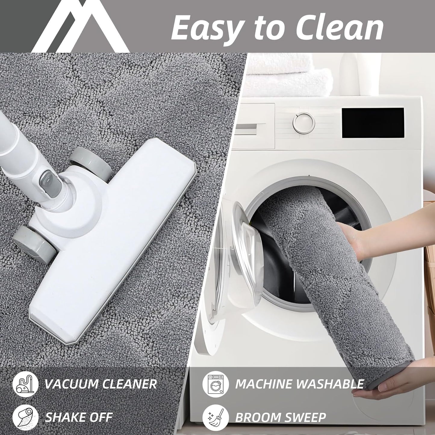 COSY HOMEER-Kitchen-Rugs-Non-Slip-Washable 24"x60" Absorbent Kitchen Runner Rug Polyester Kitchen Mats for Floor Soft Standing Floor Mats for Sink Mat,Hallway,Laundry,Grey