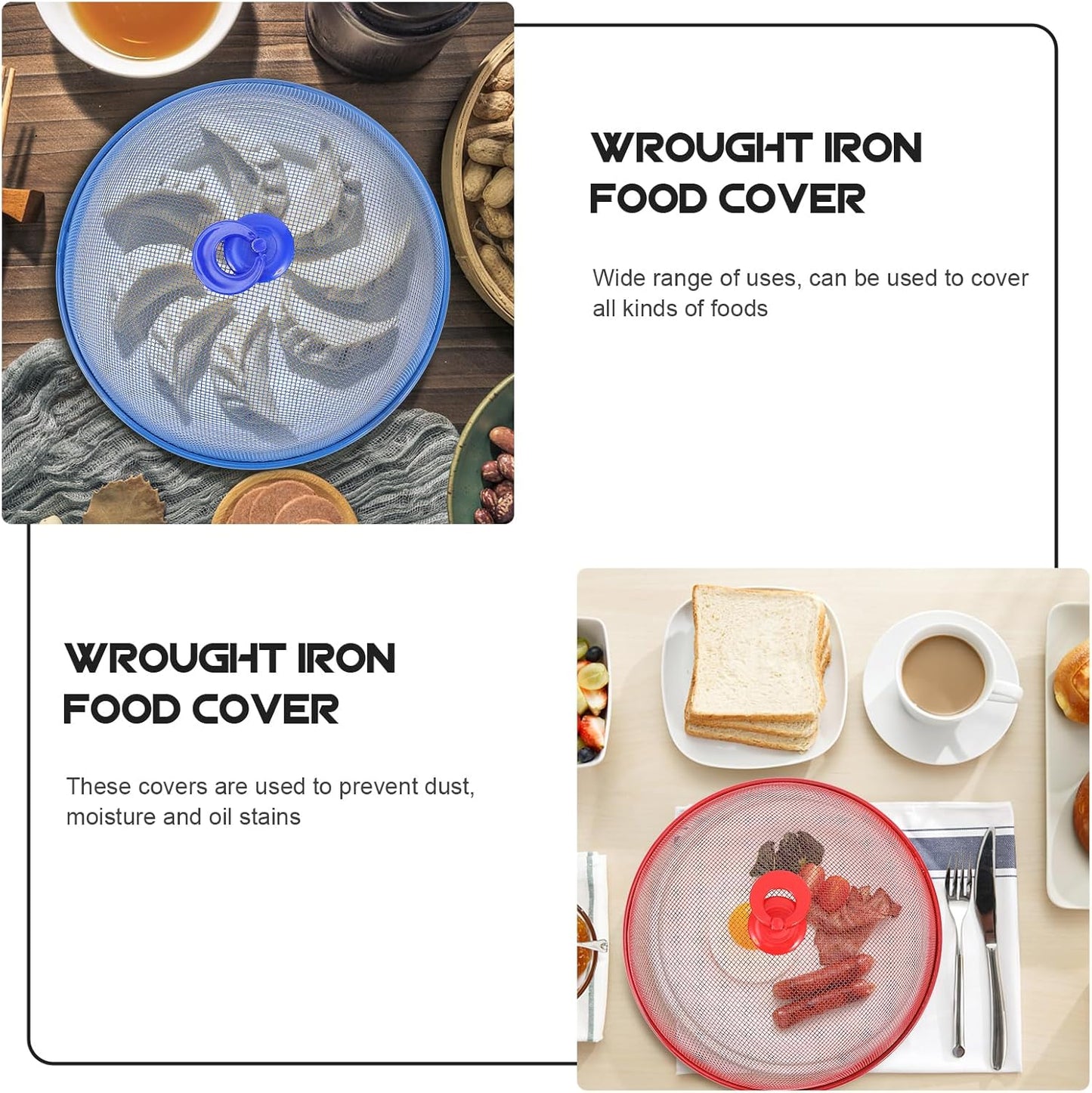 DOITOOL Metal Mesh Food Covers Food Tents: 3Pcs 11inch Metal Mesh Screen Food Cover Outdoor Picnic Food Covers Mesh Round Food Tent, Reusable Food Cover Nets 24cm (Green, Blue, Red)