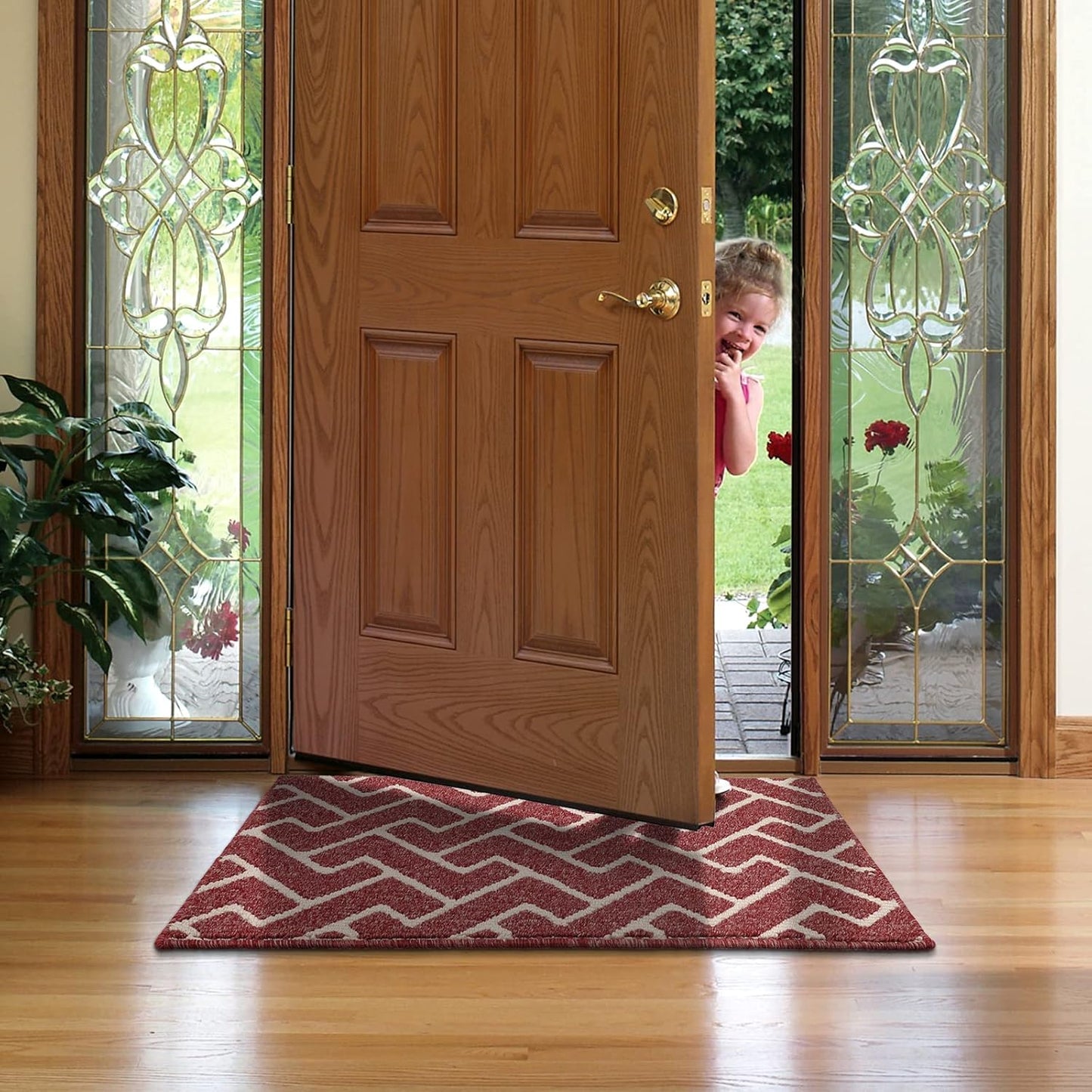 hicorfe Kitchen Rugs and Mats,Kitchen Mats for Floor,47"x71" Non Slip Runner Rug,Absorbent Resist Dirt Comfort Standing Mat Machine Washable for Entryway,Hallway,Front of Sink(Red)