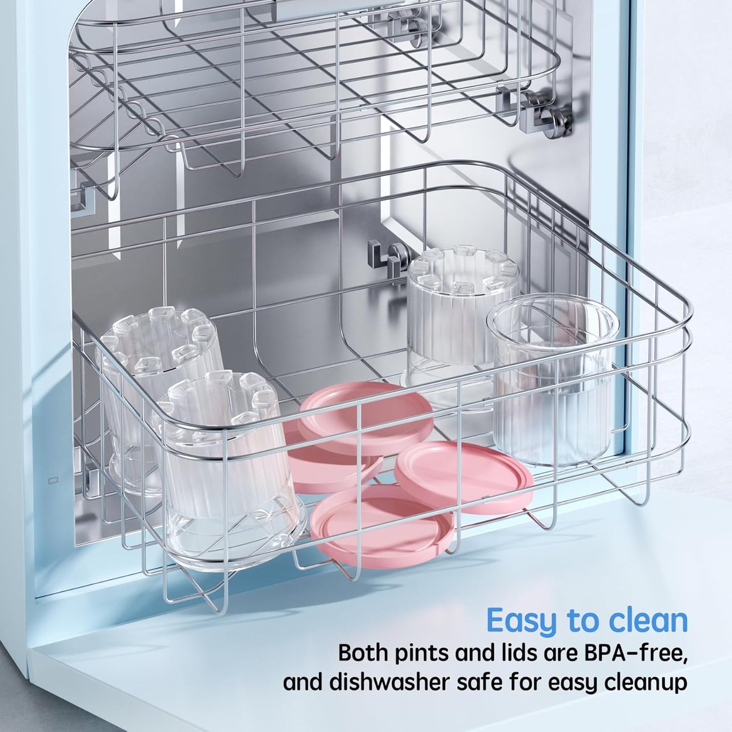 GuanQiao 4 Pack Creami Deluxe Pints & Lids for Ninja, 24 Oz Compatible with NC500 NC501 Series Ice Cream Makers, with 4 Spoons & 64 Writable Labels, BPA-Free & Dishwasher Safe, Pink