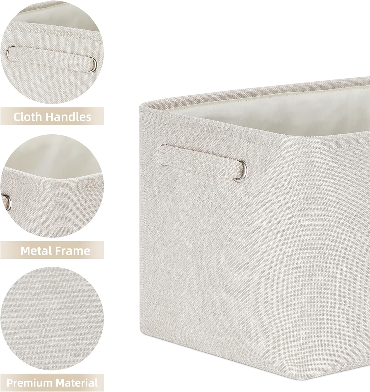 HNZIGE Large Fabric Storage Baskets for Storage 3 Pack Shelf Closet Storage Bins Baskets for Organizing Linen Cloth Decorative Baskets Organizers Home Nursery Toy Cream 15“ x 11” x 9“