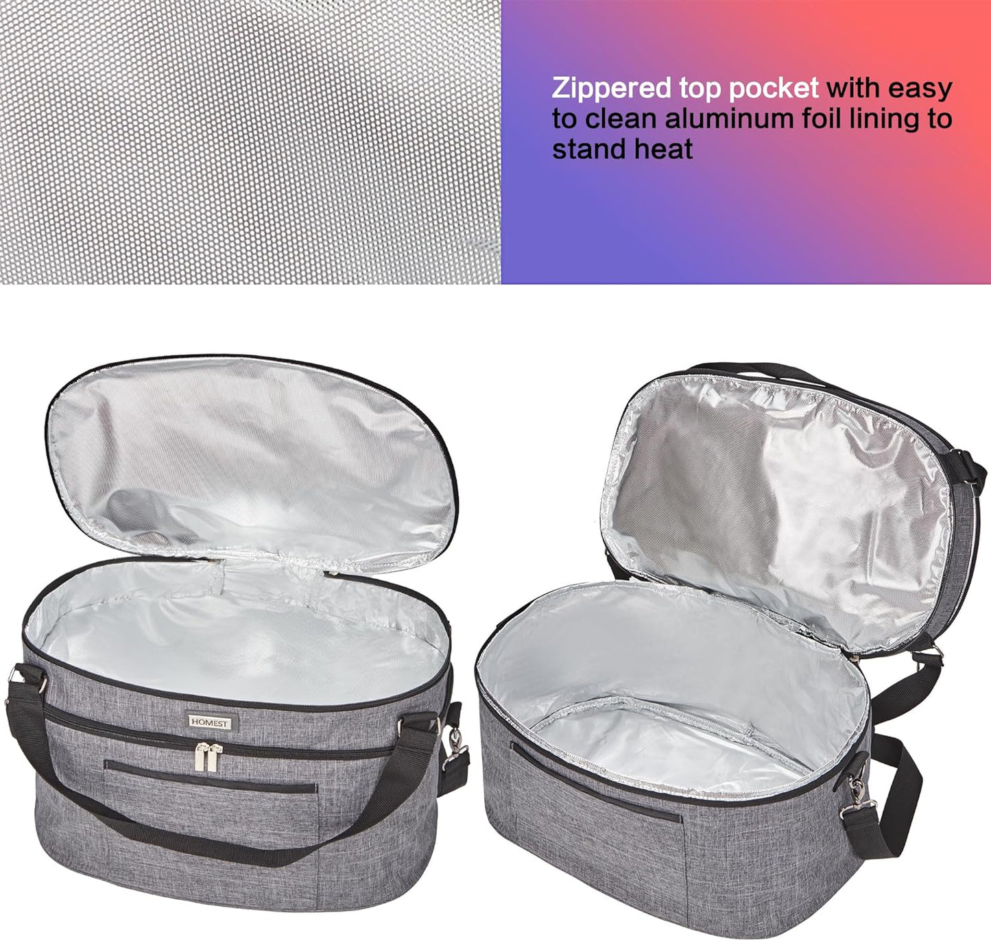 HOMEST Slow Cooker Bag for Crock-Pot 6-8 Quart, Insulated Travel Carrier with Easy to Clean Lining, Carry Case with Top Zip Compartment and Accessory Pocket
